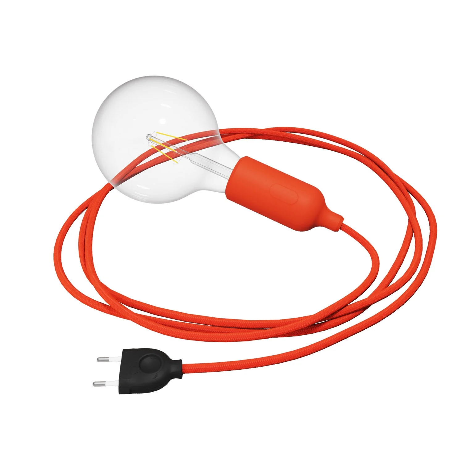 Snake Silicone lamp with switch and plug - Orange