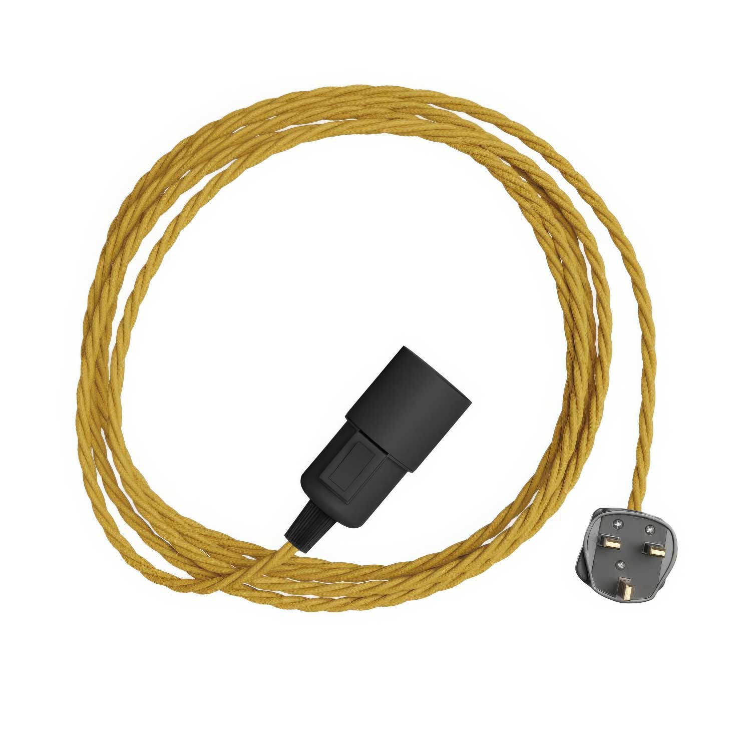 Snake Twisted - Plug-in lamp with TM25 braided fabric cable and UK plug