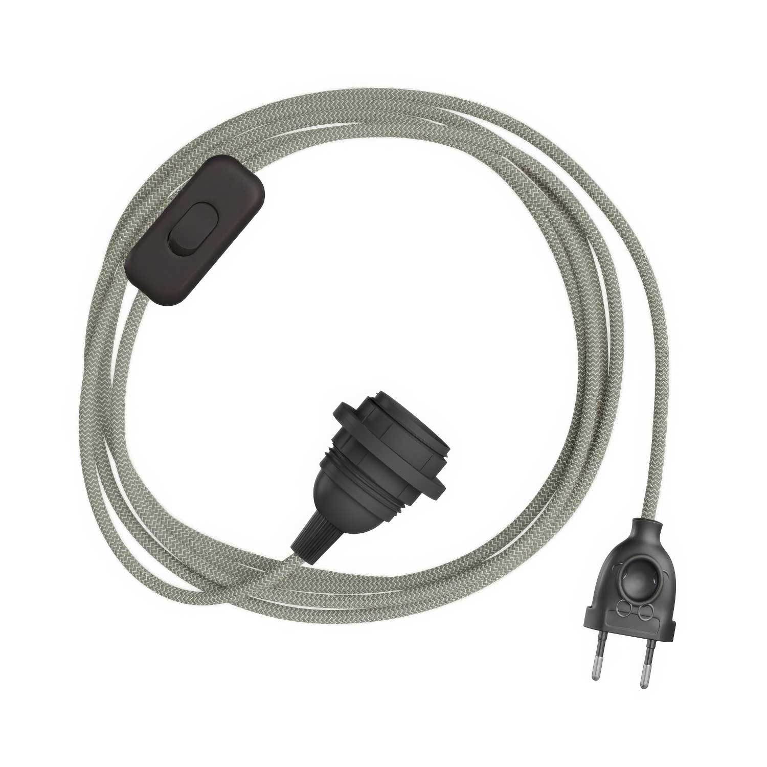 SnakeBis Zig-Zag for lampshade - Wiring with lamp holder and Zig-Zag effect fabric cord RD74