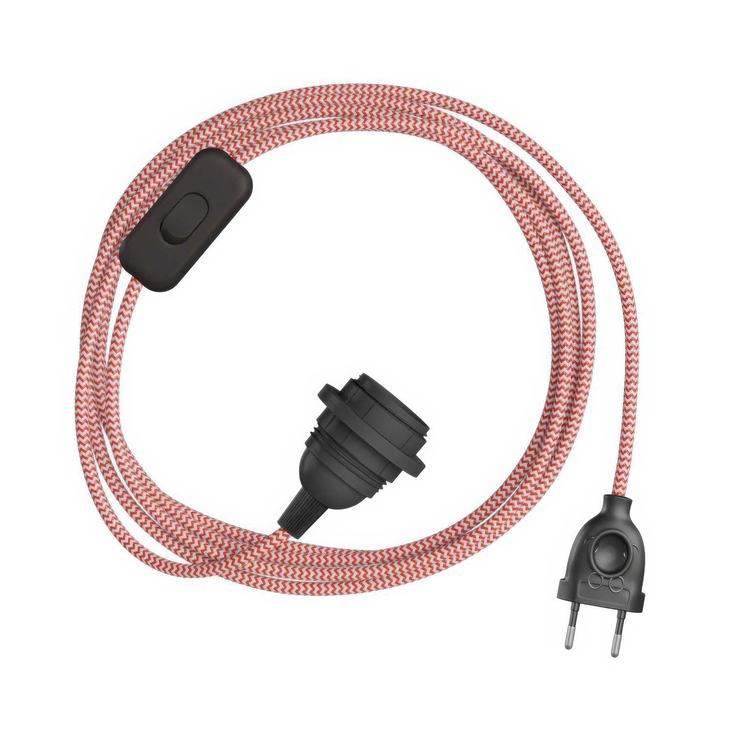 SnakeBis Zig-Zag for lampshade - Wiring with lamp holder and Zig-Zag effect fabric cord RZ09
