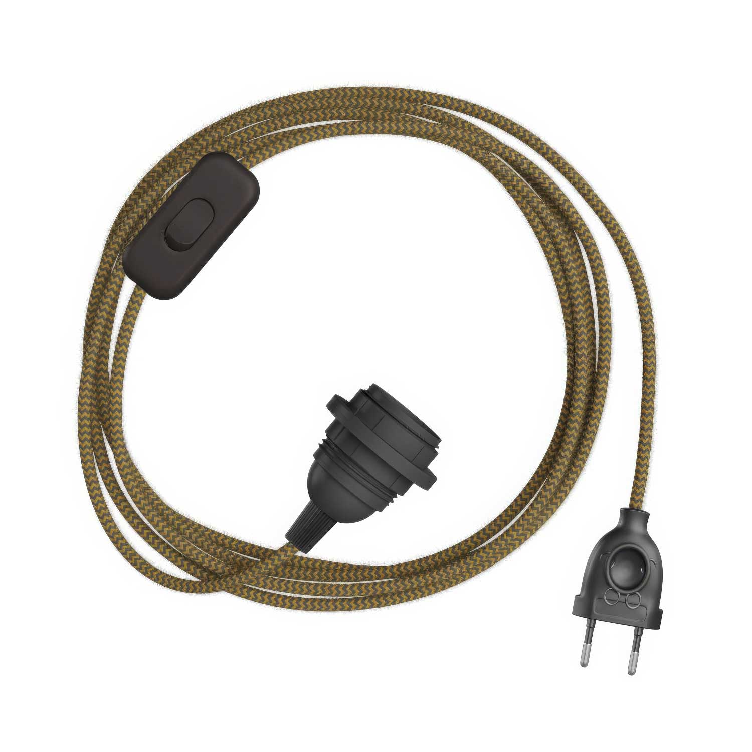 SnakeBis Zig-Zag for lampshade - Wiring with lamp holder and Zig-Zag effect fabric cord RZ27