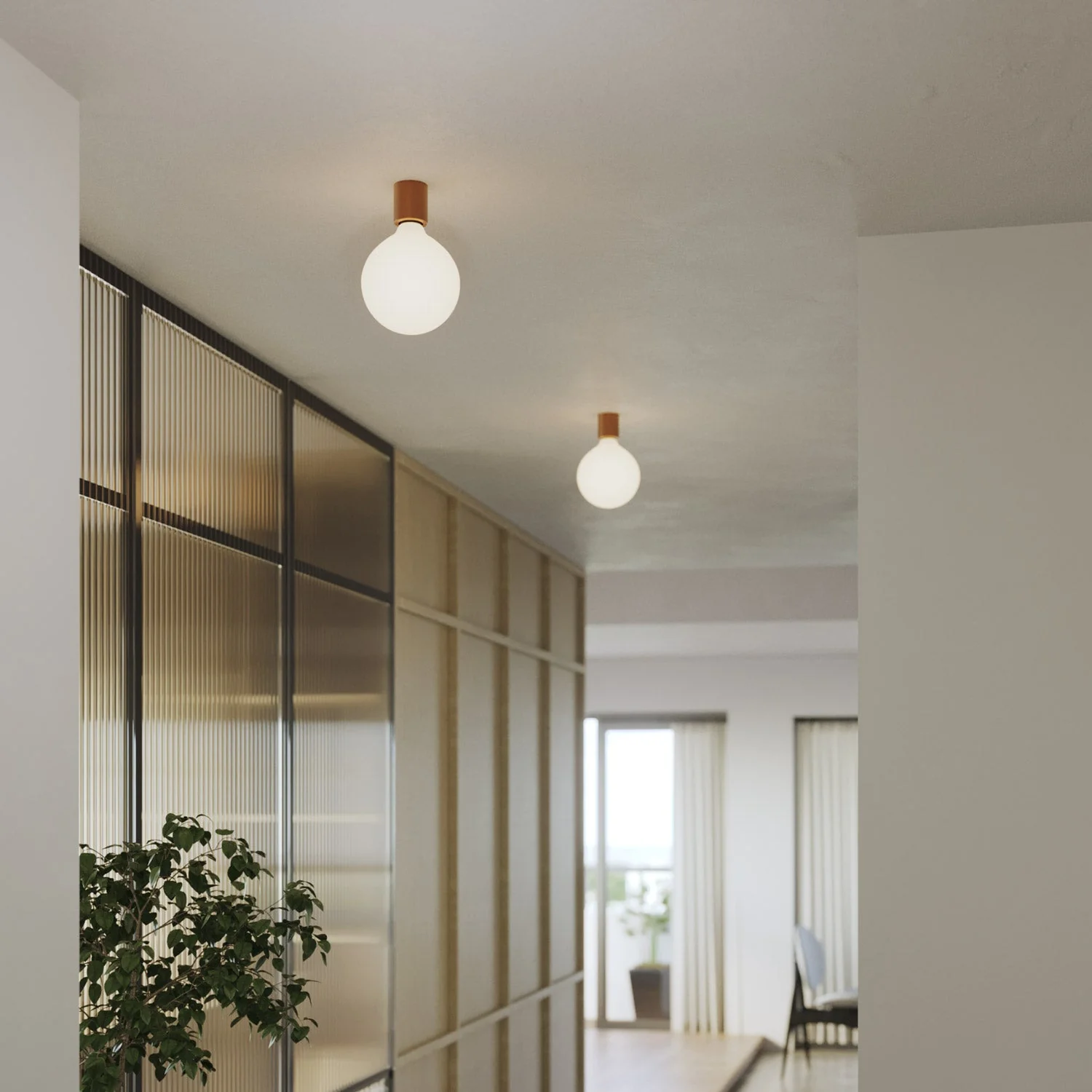 E27 metal lamp holder for wall or ceiling - Satin copper - Image 3