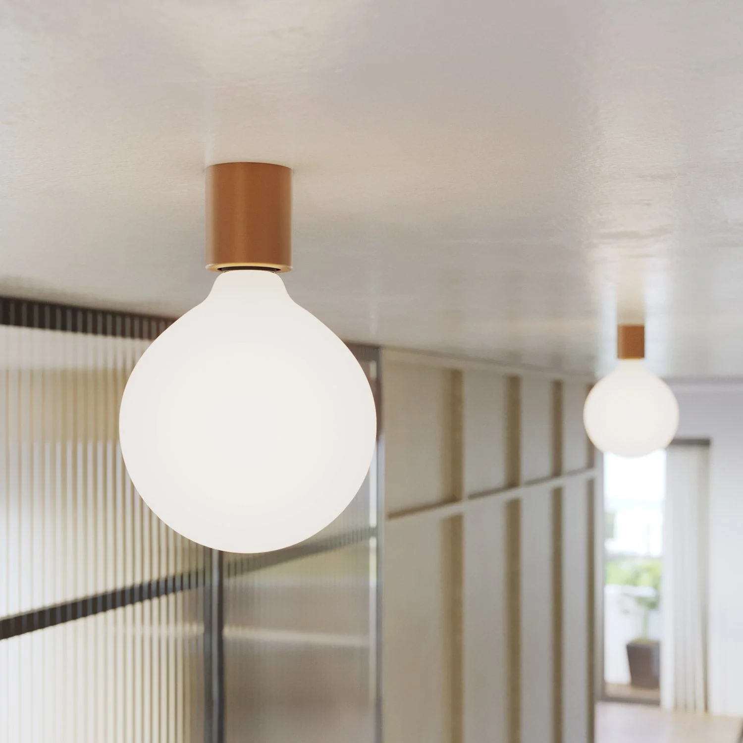 E27 metal lamp holder for wall or ceiling - Satin copper - Image 4