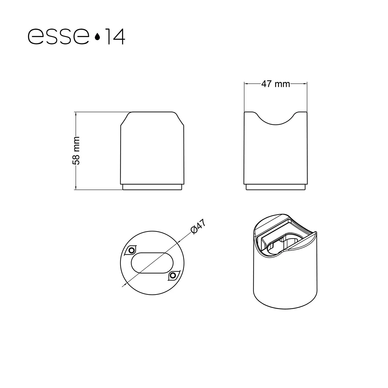 Esse14 lamp holder for wall or ceiling with S14d fitting - Waterproof IP44 - White marble effect - Image 7