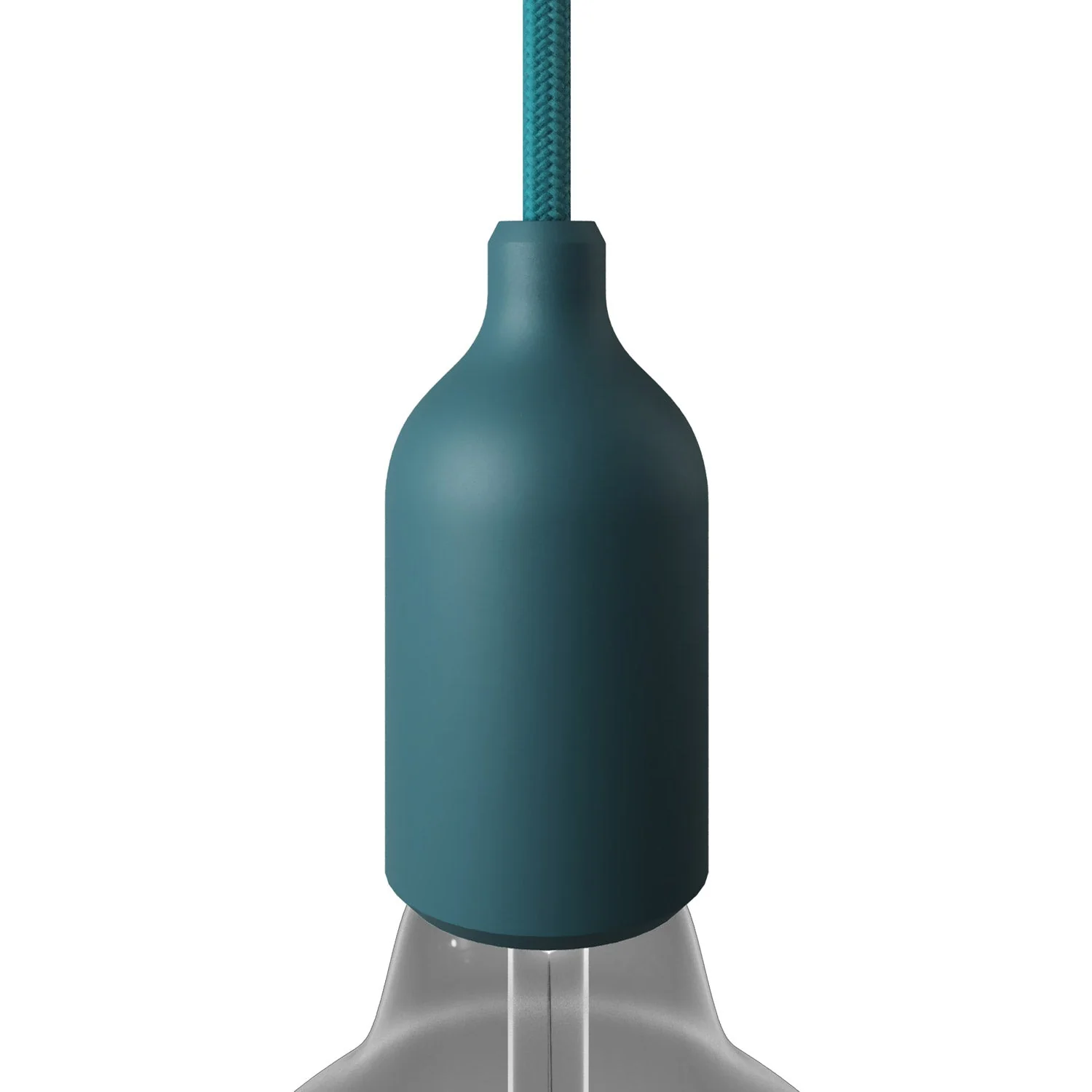 E27 silicone lamp holder kit with hidden cable clamp - Petrol Blue