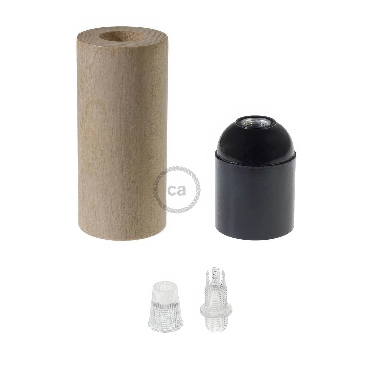 E27 wooden lamp holder kit for 2XL cord - Neutral - Image 2