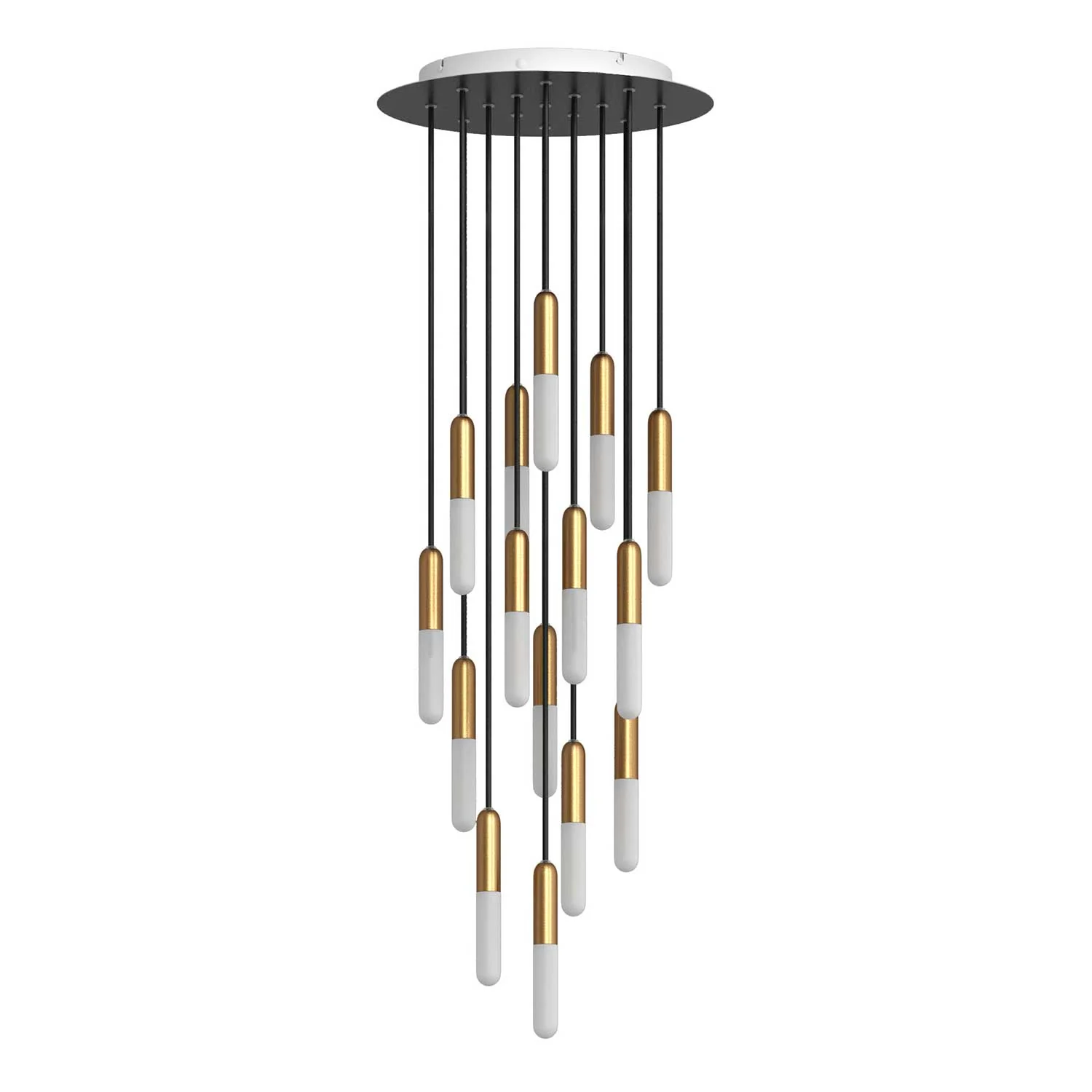15-drop pendant complete with P-Light and Rose-One 400mm - Brass