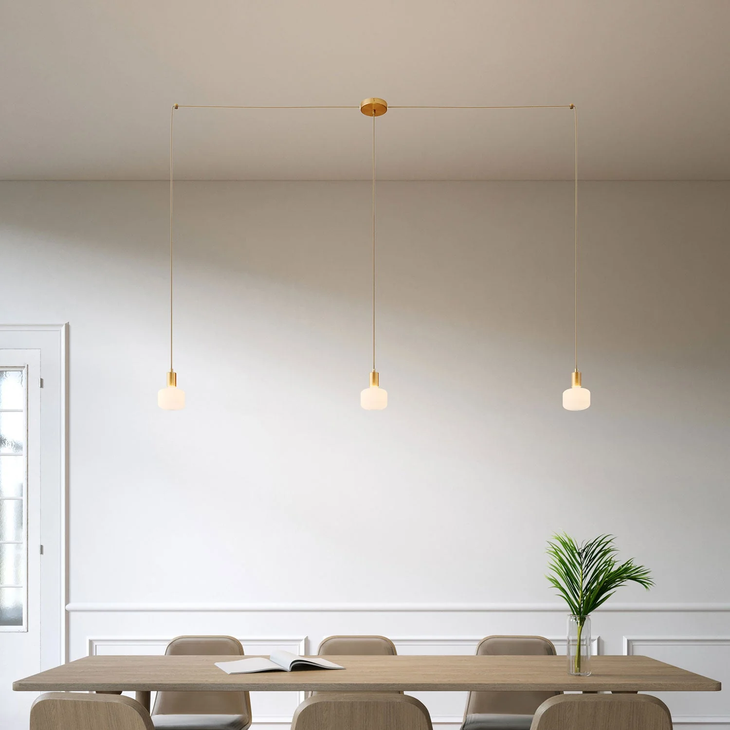 Spider - Multiple pendant lamp with 3 drops and metal finishes - Satin bronze - Image 2