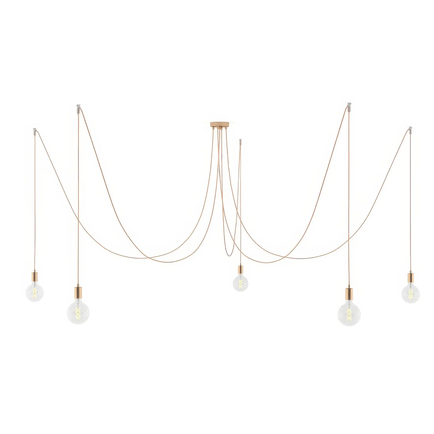 Spider - Multiple pendant lamp with 5 drops and metal finishes - Copper
