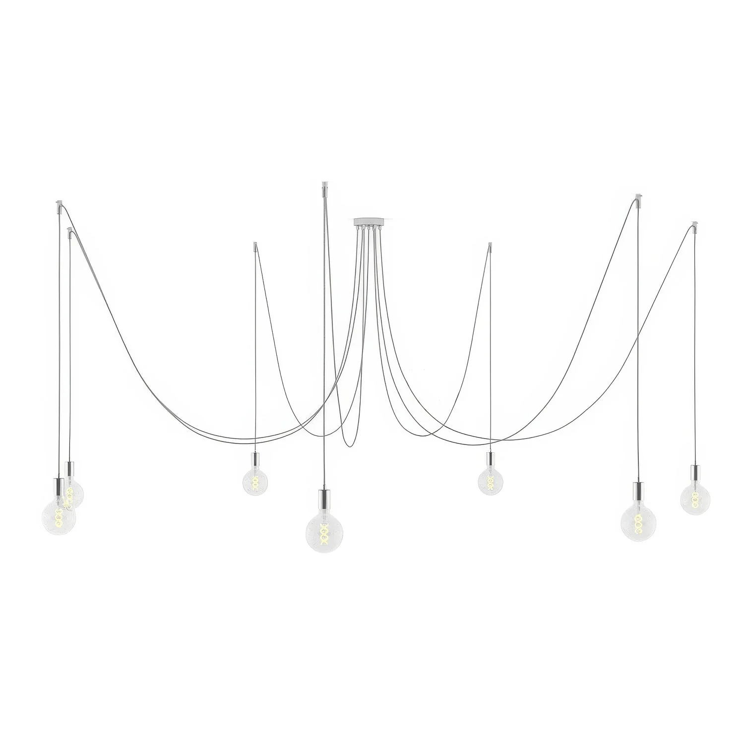 Spider - Multiple pendant lamp with 7 drops and metal finishes - Chrome
