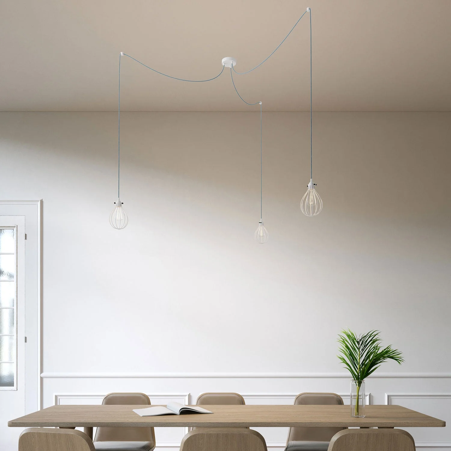 Spider - Multi-drop pendant lamp with 3 drops and Drop lampshade - White - Image 2