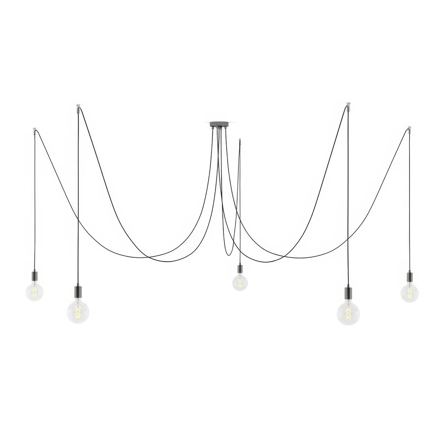 Spider - Multiple pendant lamp with 5 drops and metal finishes - Pearl black