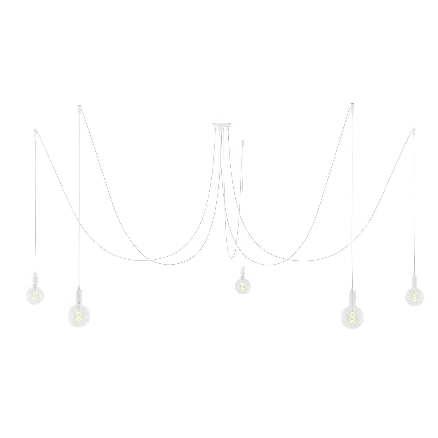 Spider – Multi-drop pendant lamp with 5 metal-finish drops – White