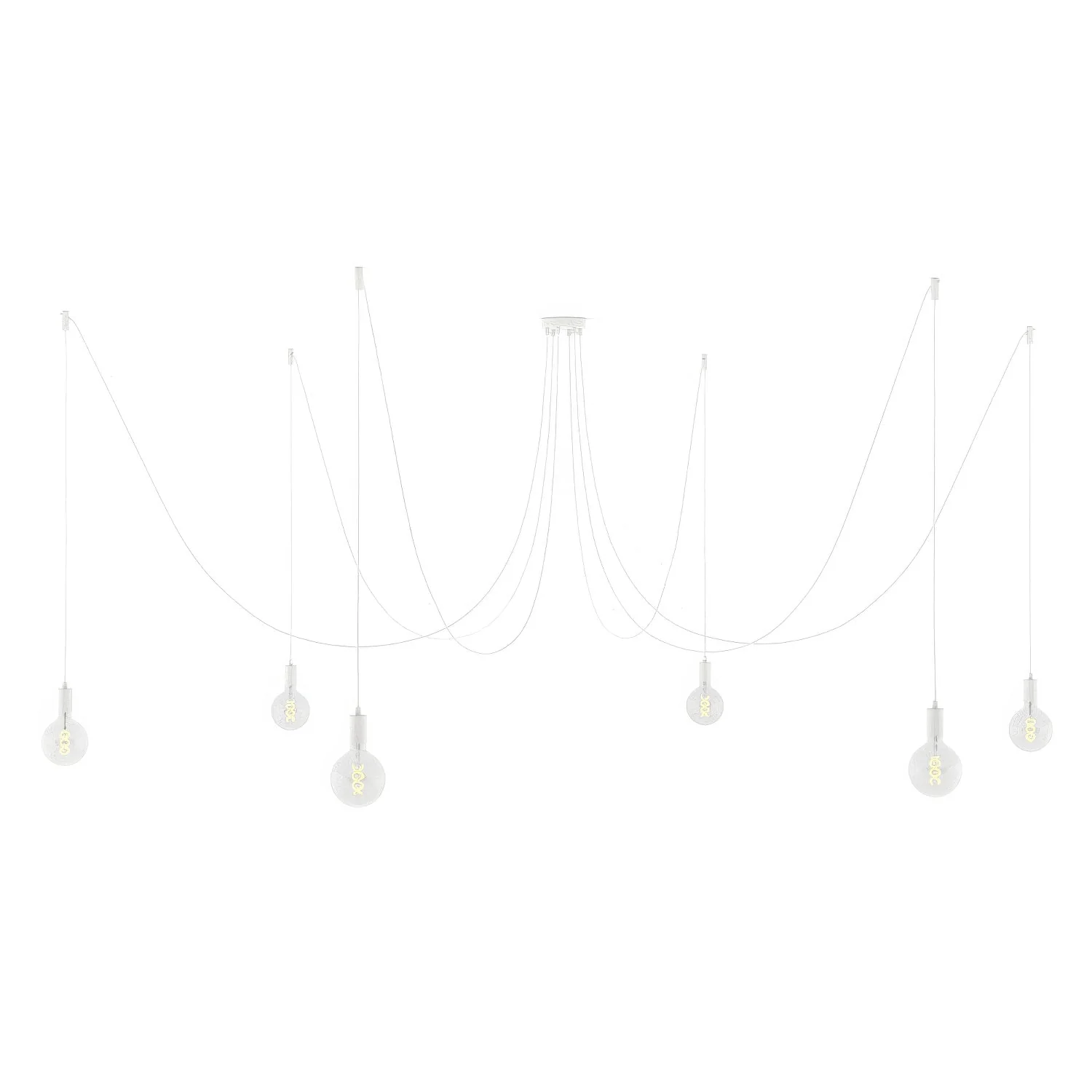 Spider - Multiple pendant lamp with 6 drops and metal finishes - White