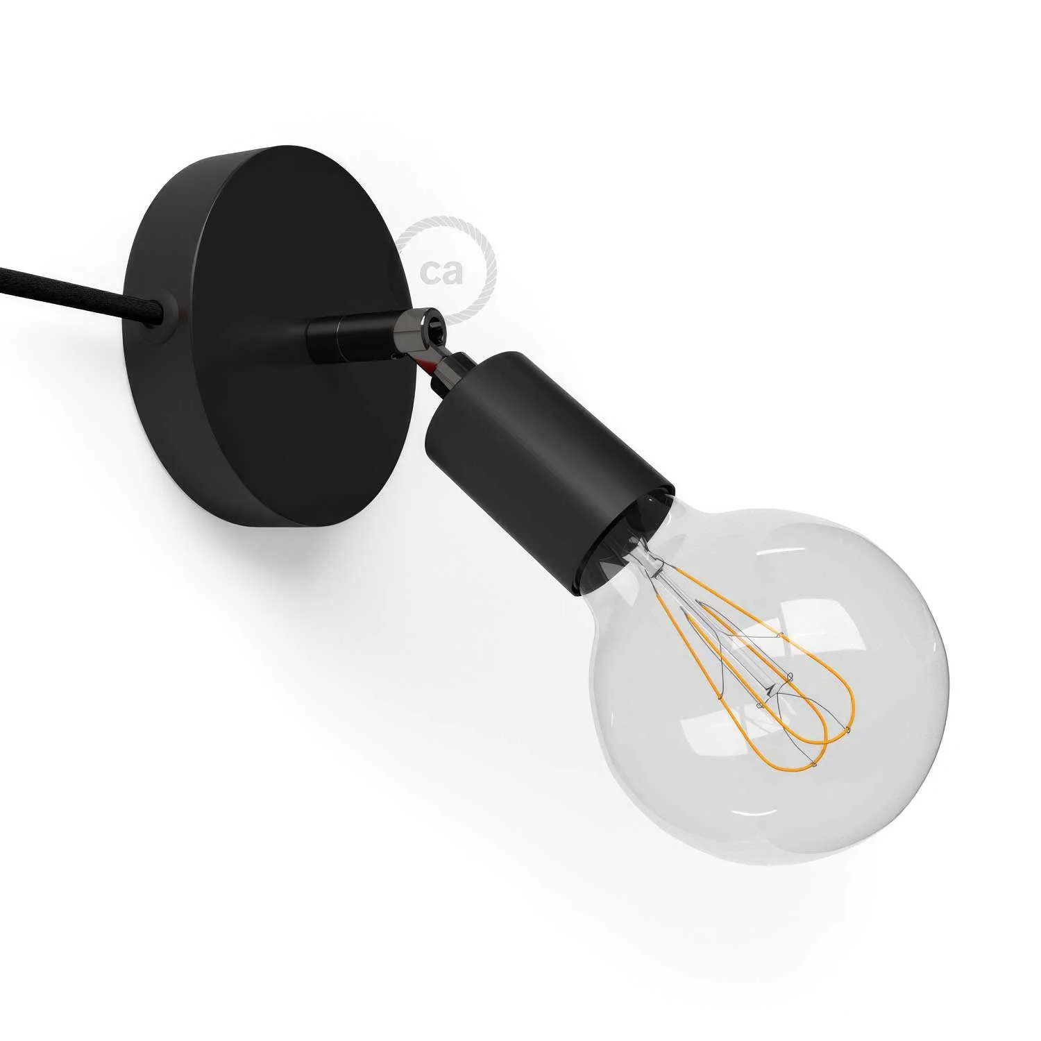 Spostaluce Metal 90° adjustable, complete with textile Cable and side holes - Black
