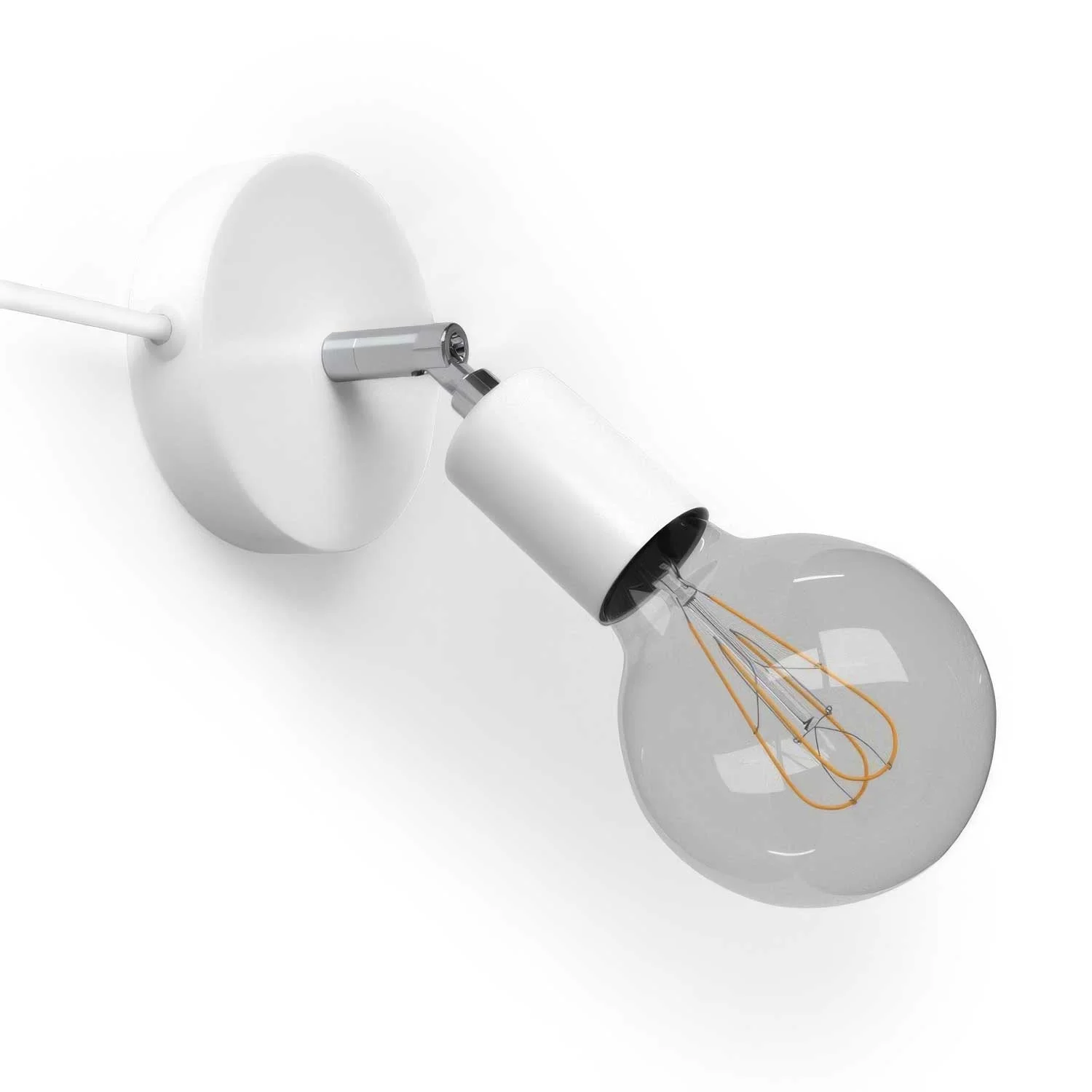 Spostaluce Metal 90° adjustable, complete with textile cable and side holes - White