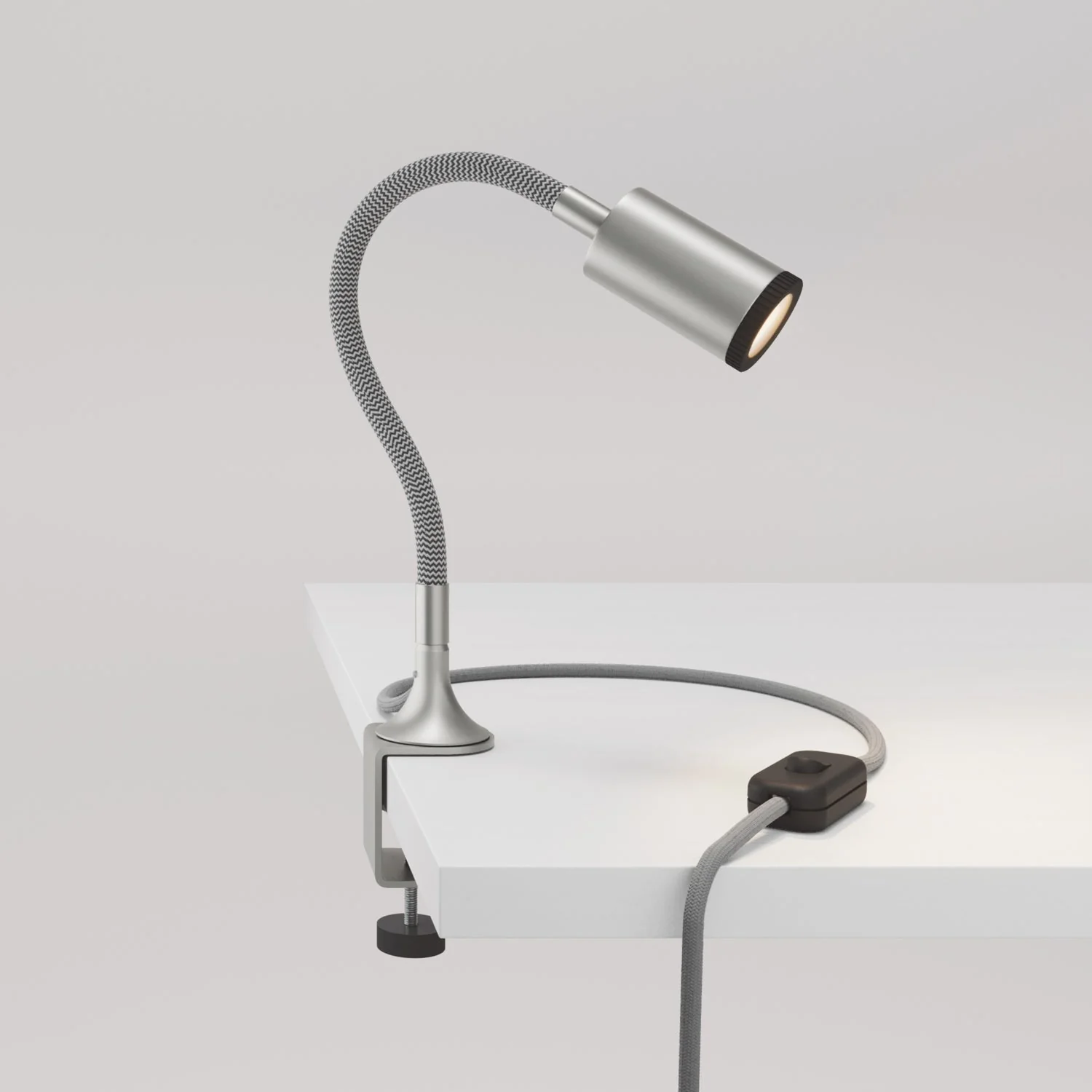 MAG-Y adjustable spotlight with clip and UK plug - Satin titanium