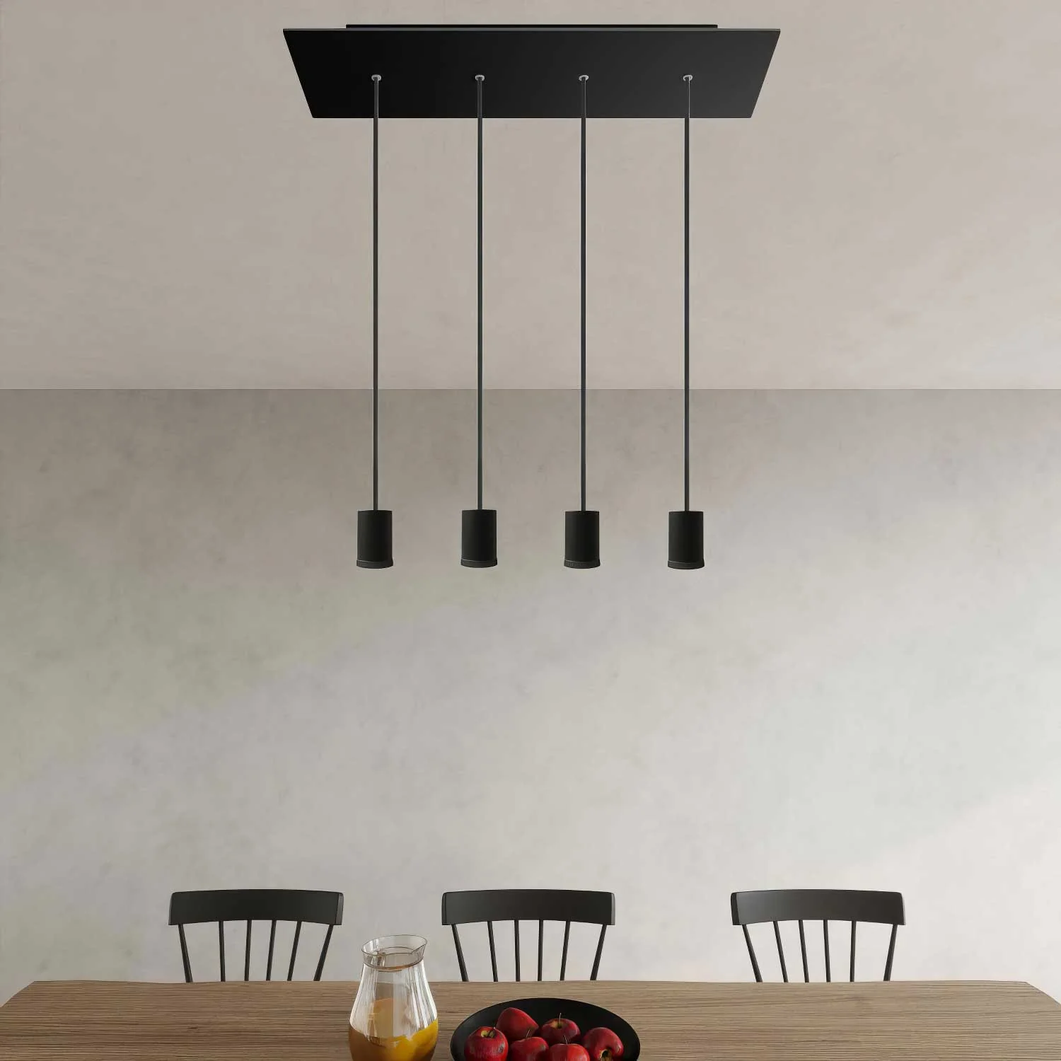 Pendant spotlight lamp 4 drops GU1d0 with XXL Rose-One rectangular 675 mm - Black - Image 2