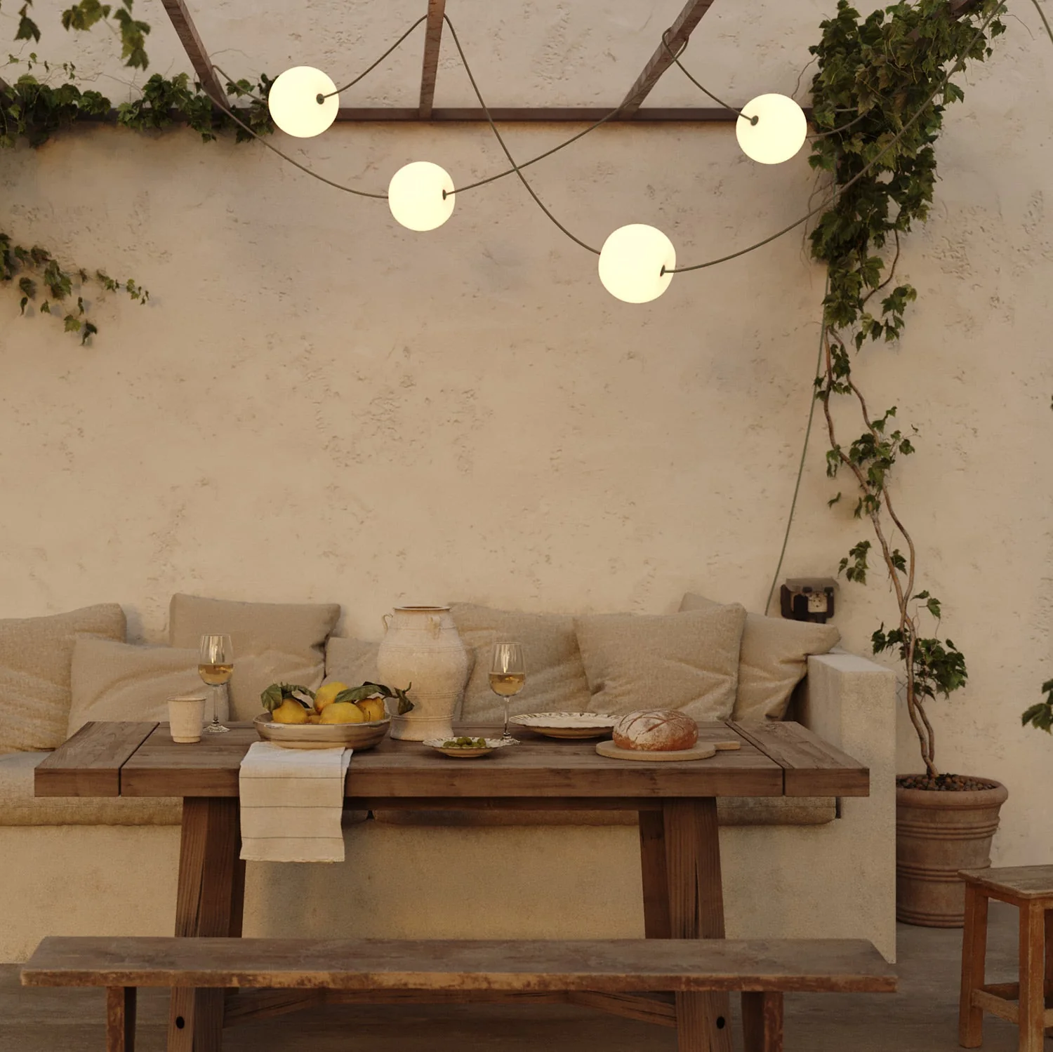 Outdoor string lights with 4 bulbs, IP67, Olive Green - Marina4 Cherry - Image 9