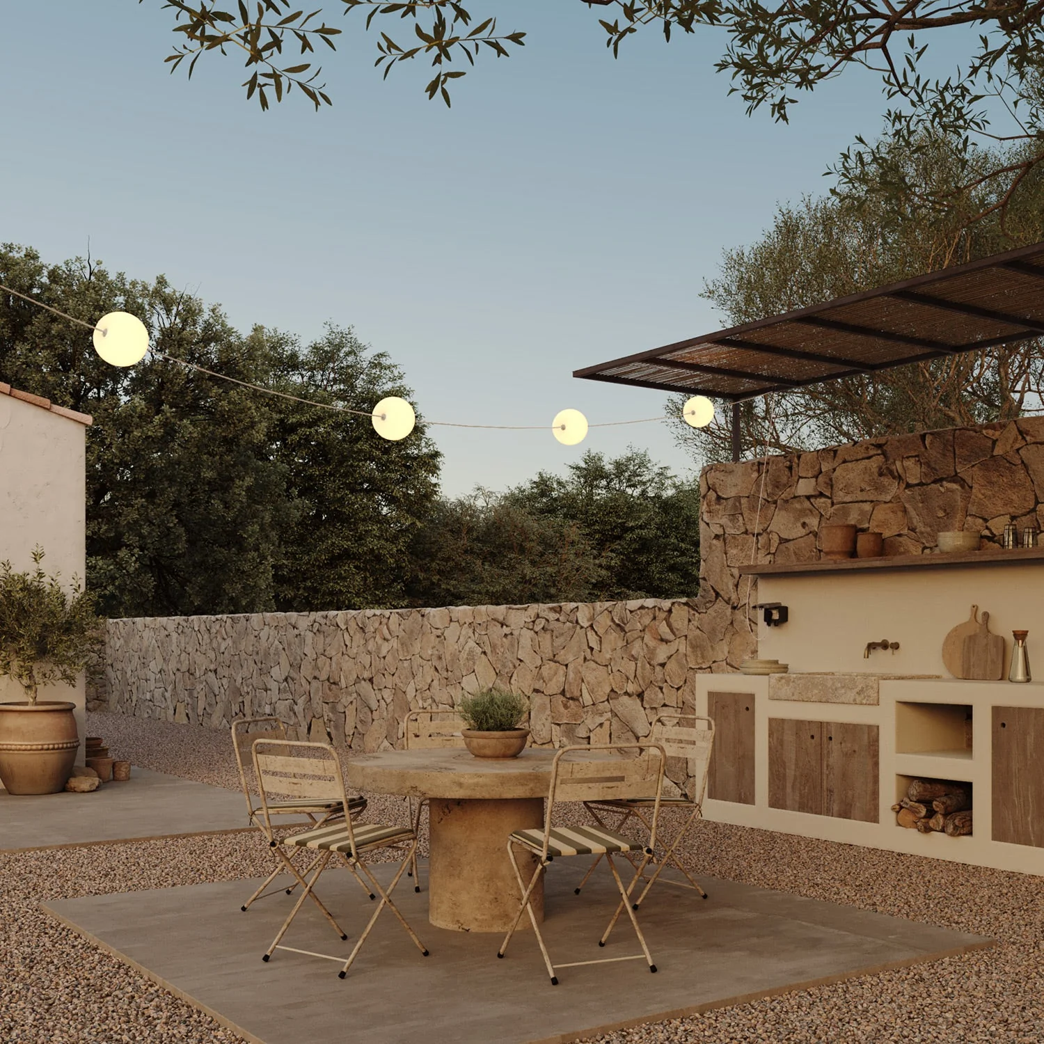 4-Light Outdoor String Light IP67, Sand White with UK Plug – Marina4 Cherry - Image 10