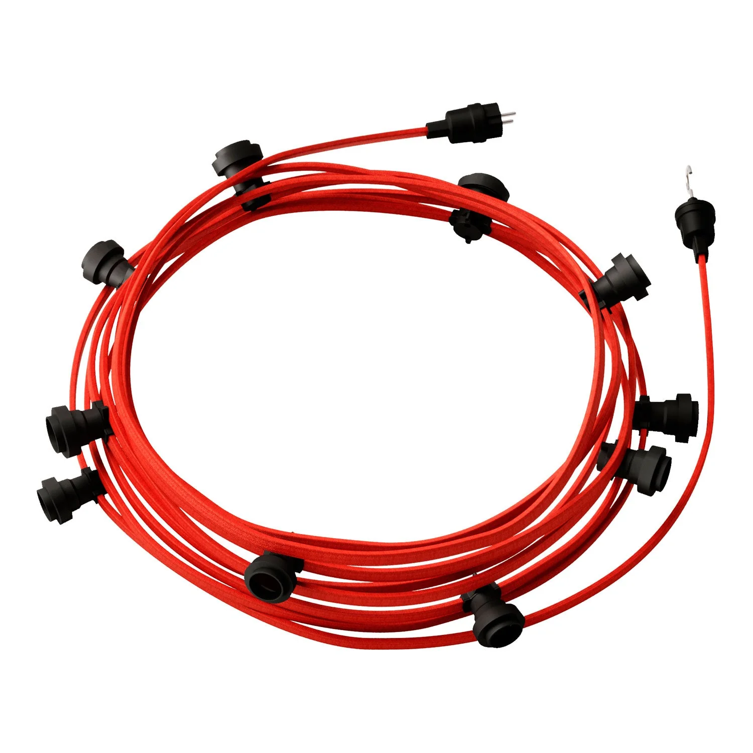 Lumet String Light System 12.5 m with CM09 textile cable, 10 lamp holders, black hook and plug