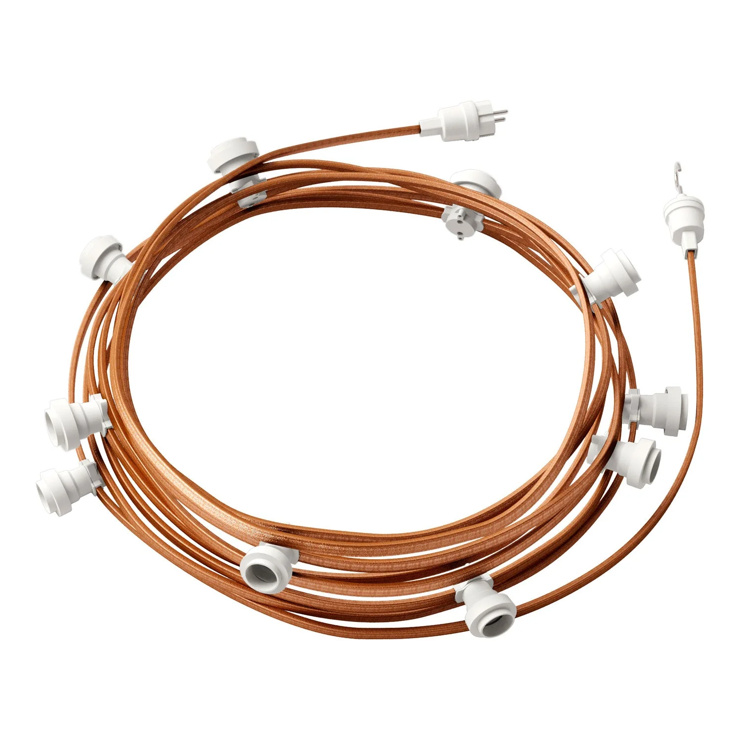 Lumet String Light System 12.5 m with CM22 fabric cable, 10 lamp holders, white hook and plug