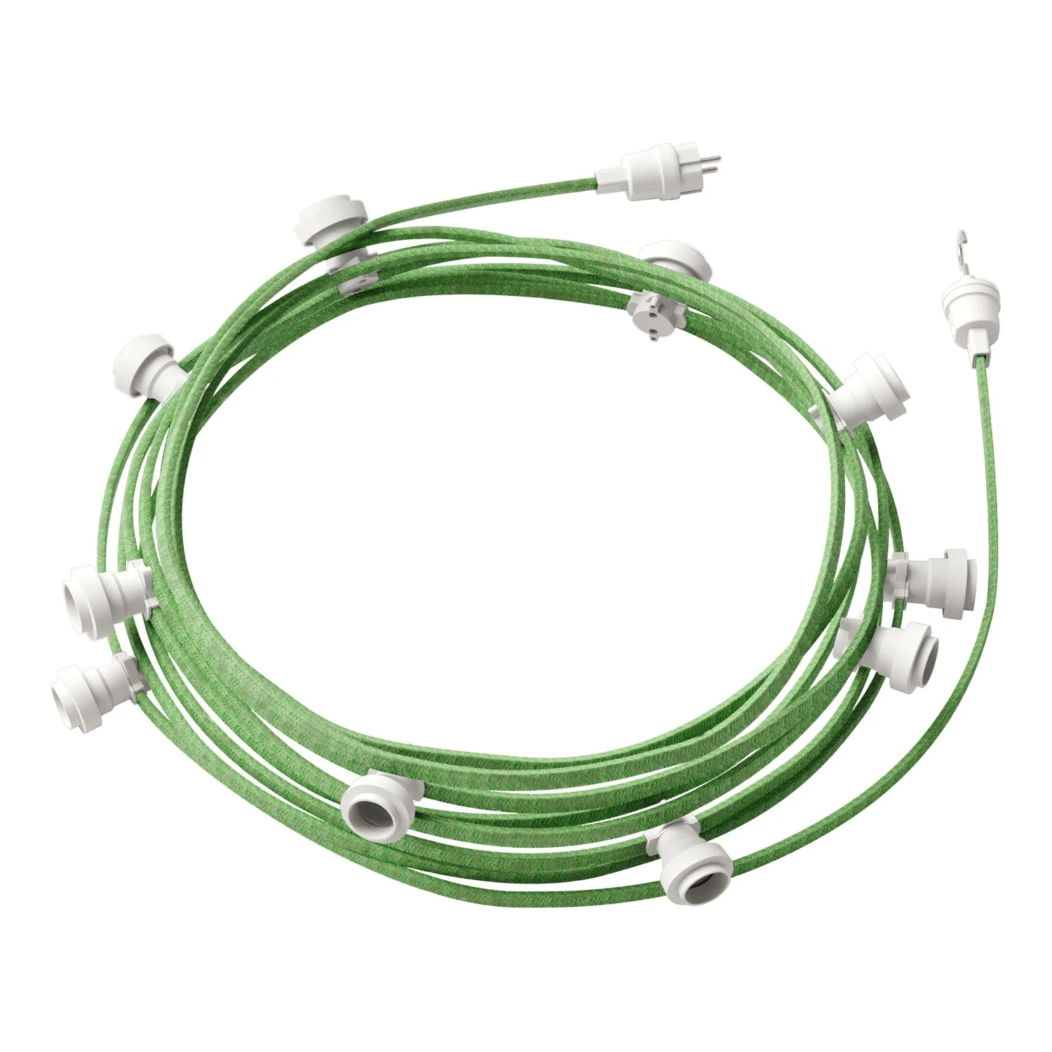 Lumet String light system, 12.5 m with CX08 textile cable, 10 lamp holders, white hook and plug