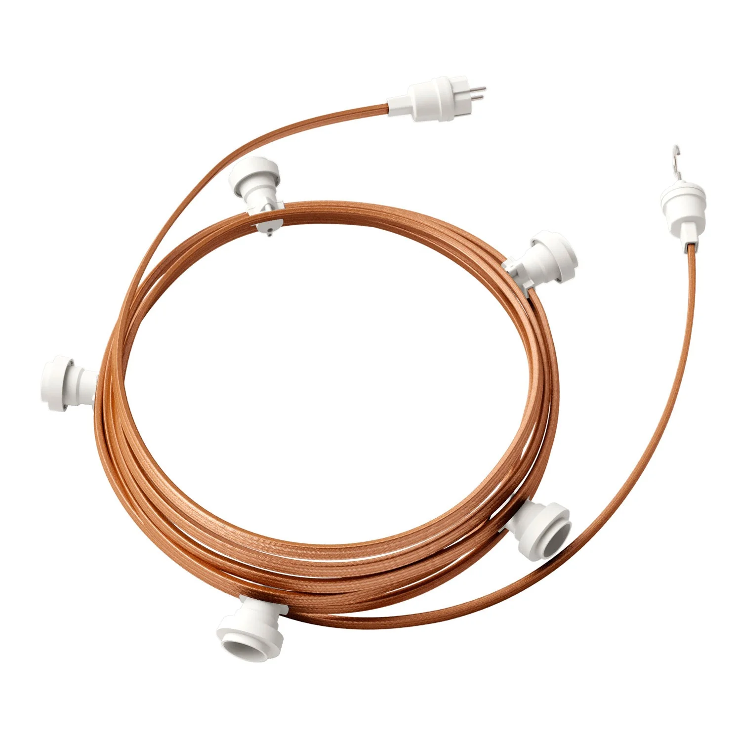 String light Lumet system, 7.5 m, with CM22 fabric cable, 5 lamp holders, white hooks and plug