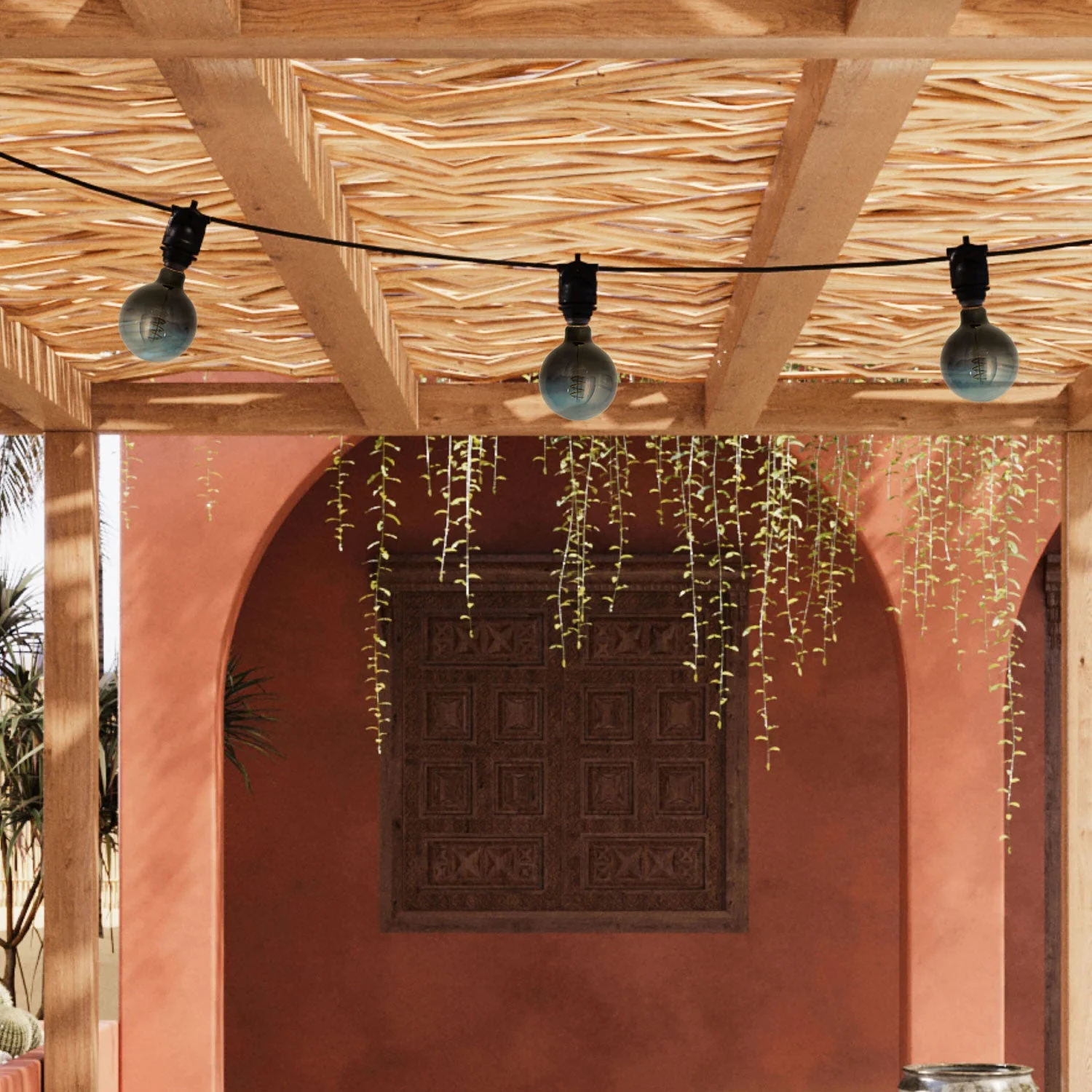 Outdoor Modulair string light IP65 with 3 lights and ceiling rose - Black - Image 3