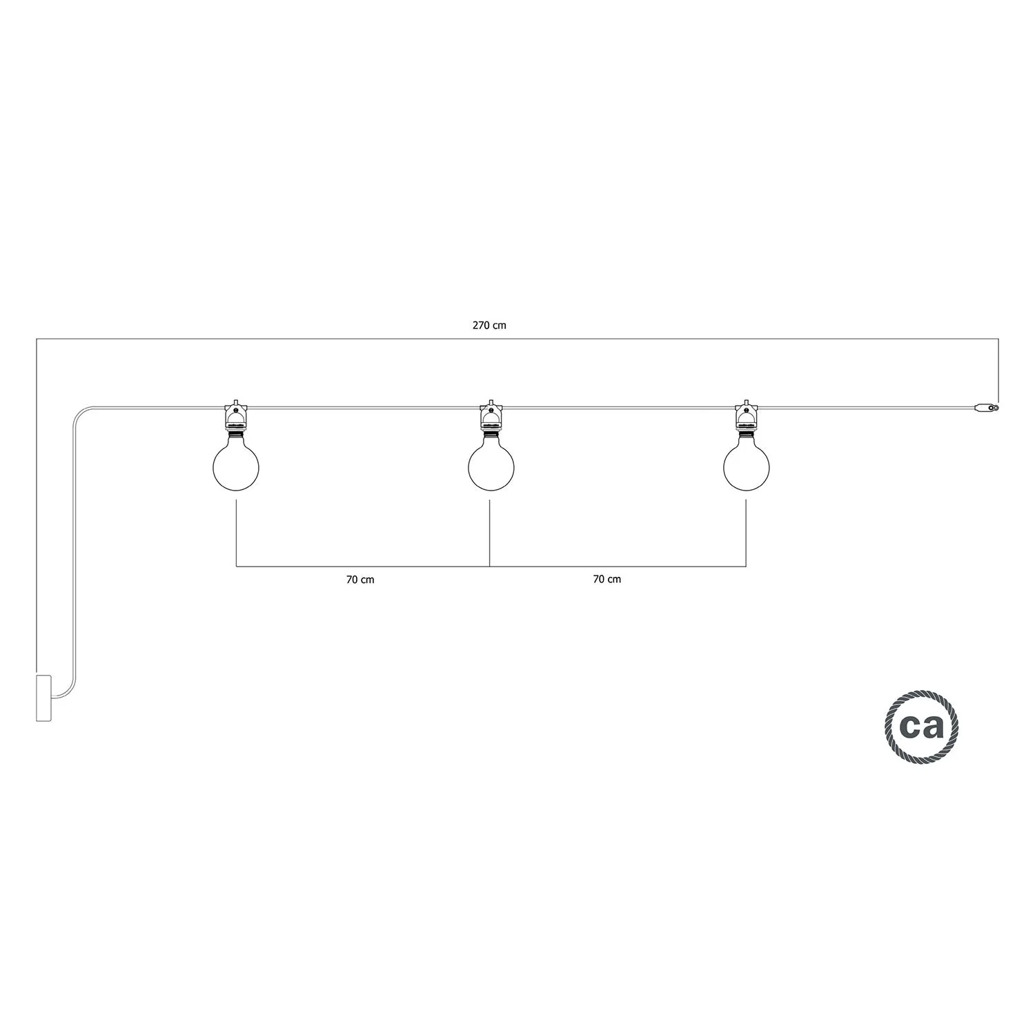 Outdoor Modulair string light IP65 with 3 lights and ceiling rose - Black - Image 5