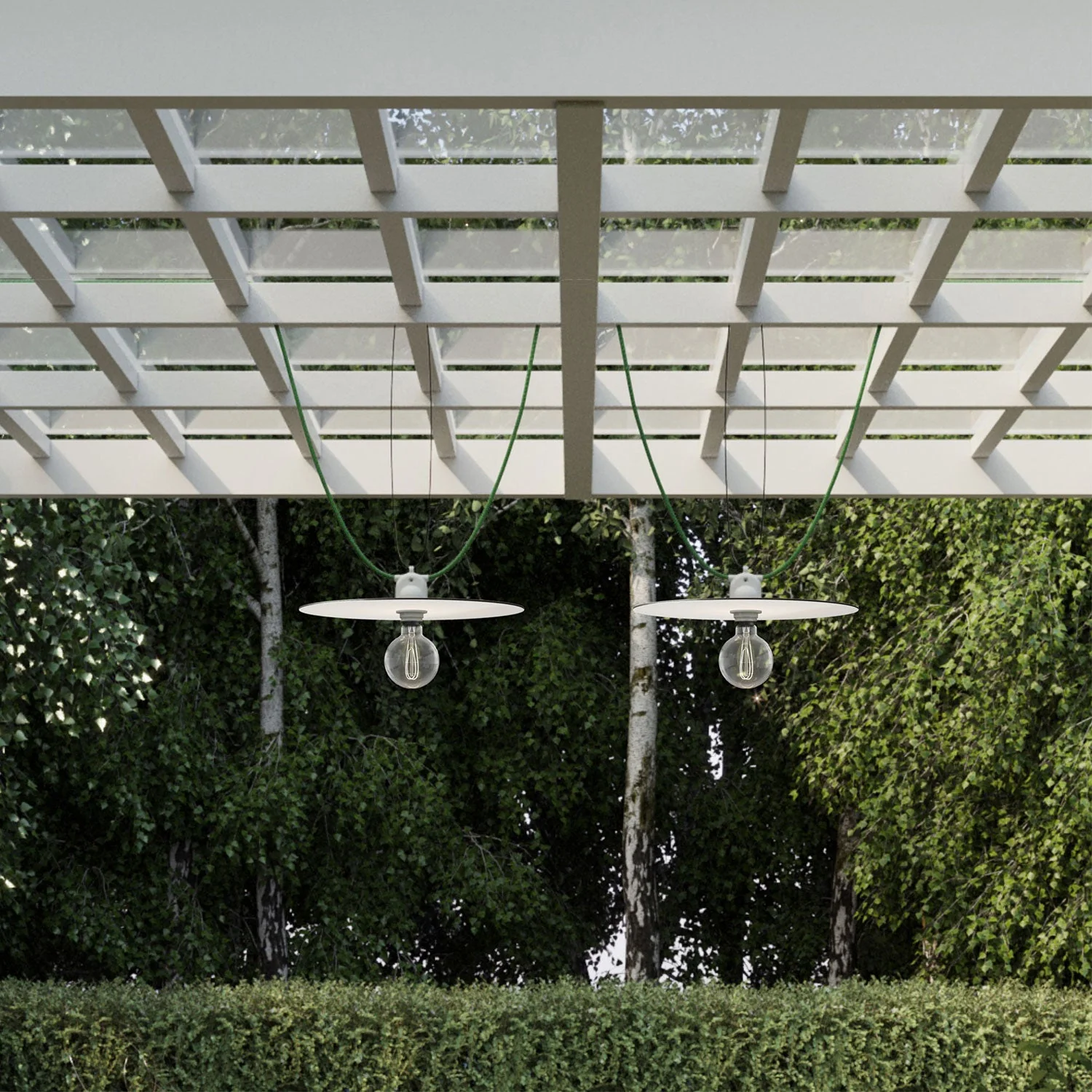 Modulair outdoor string light IP65 with 2 lampshades and ceiling rose - White - Image 3