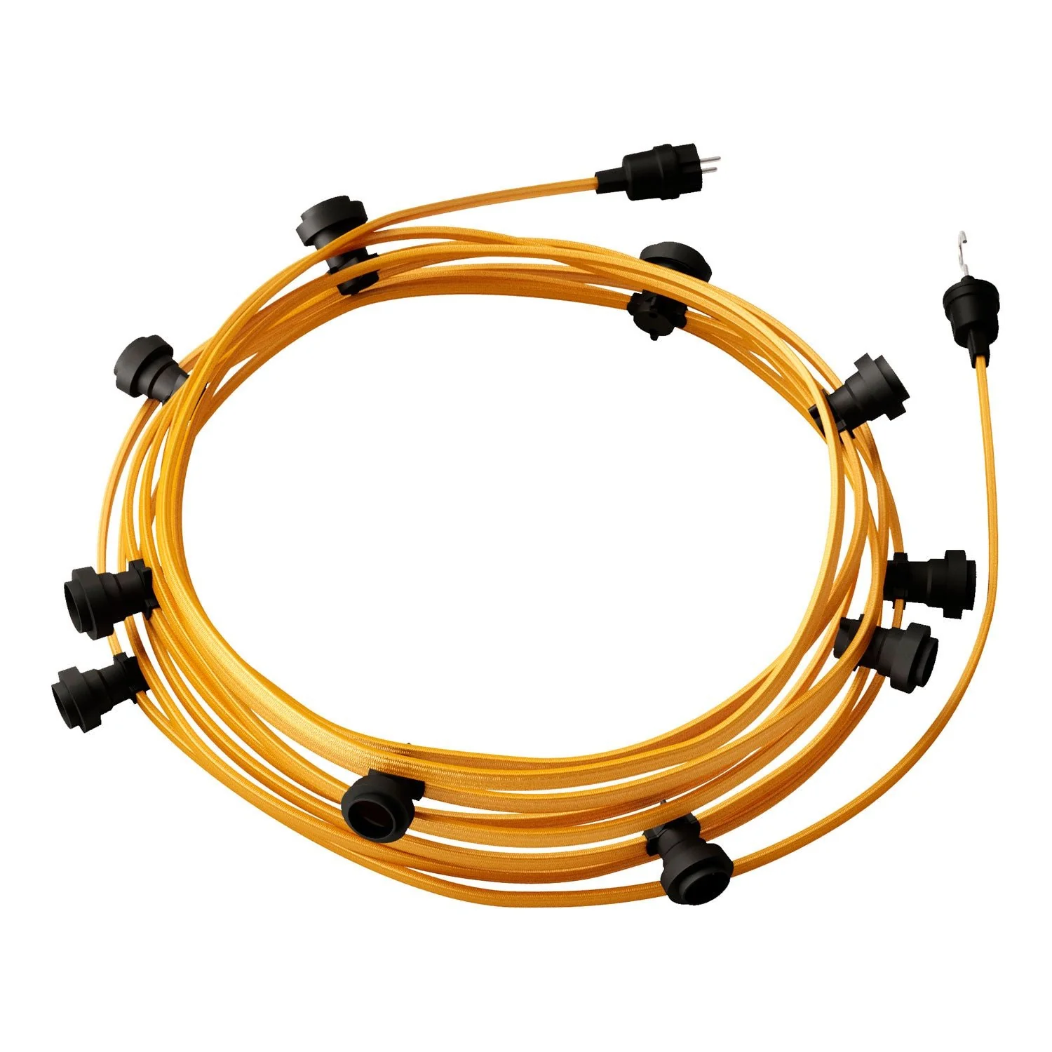 Lumet String light system, 12.5 m, with textile cable CM05, 10 lamp holders, black hook and plug