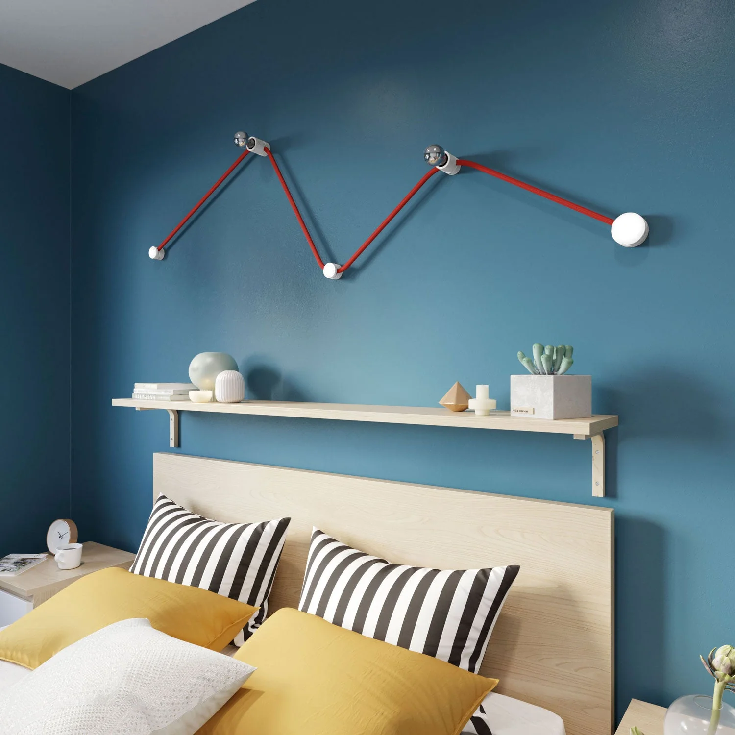 Filé Wiggle System Kit - with 3 m CM09 cable for string light and 5 white painted wooden components for interiors - Image 2