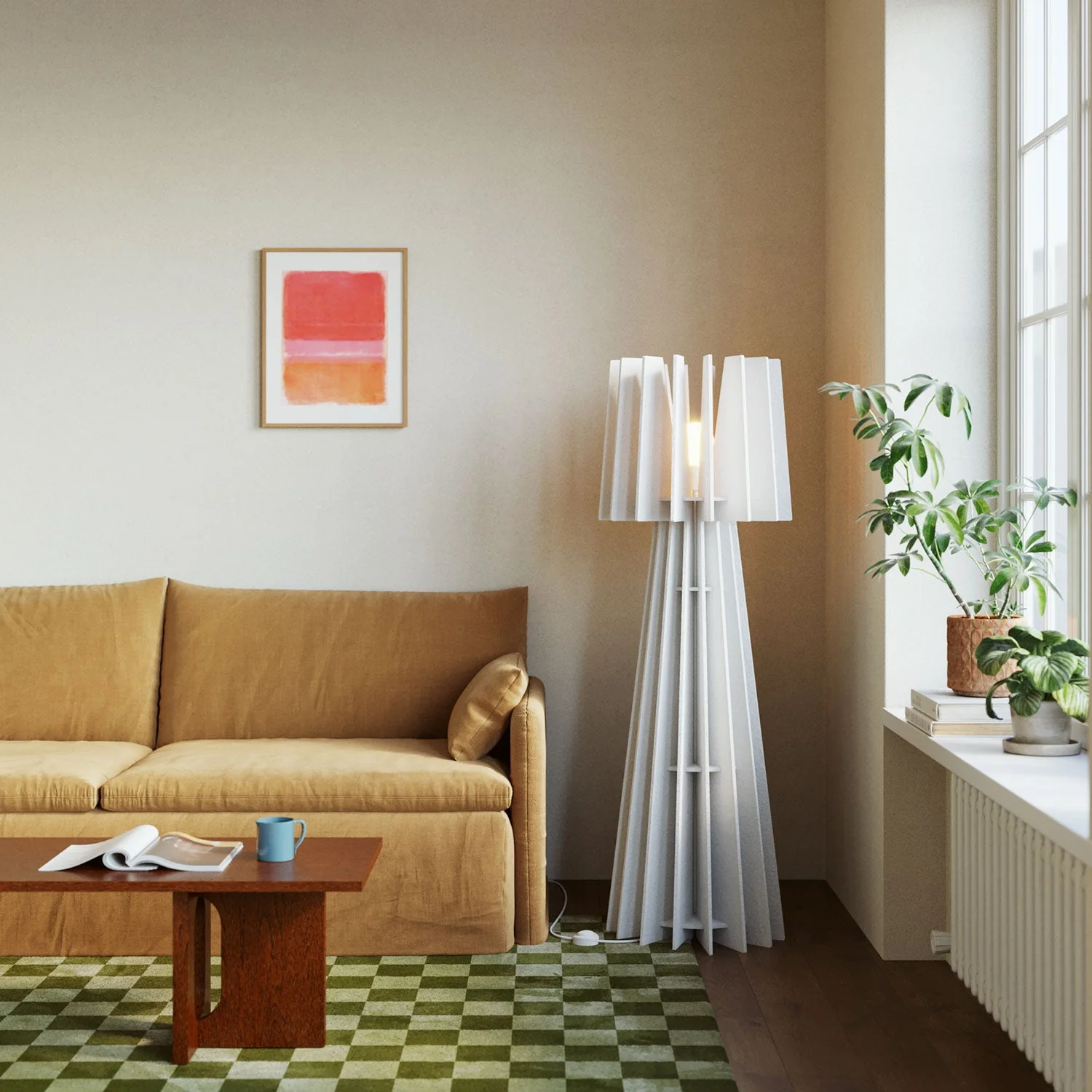 Floor lamp structure SHHINE in sound-absorbing material - Mélange white - Image 2