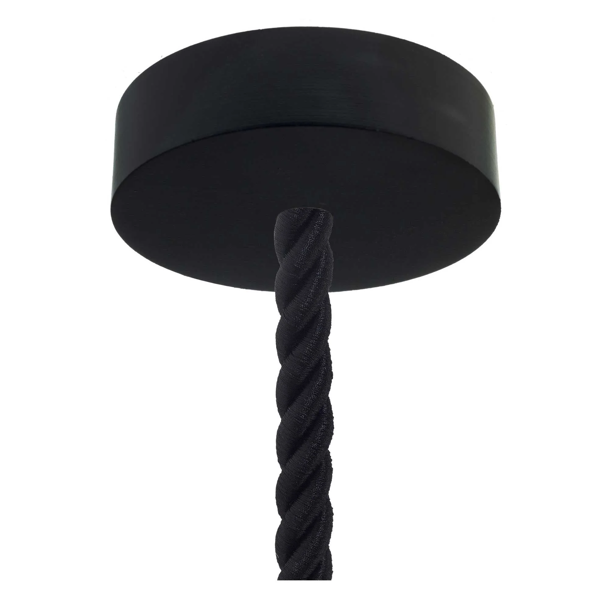 Suspension lamp complete with 2XL 24 mm nautical cord and varnished wood finishes – Black - Image 2