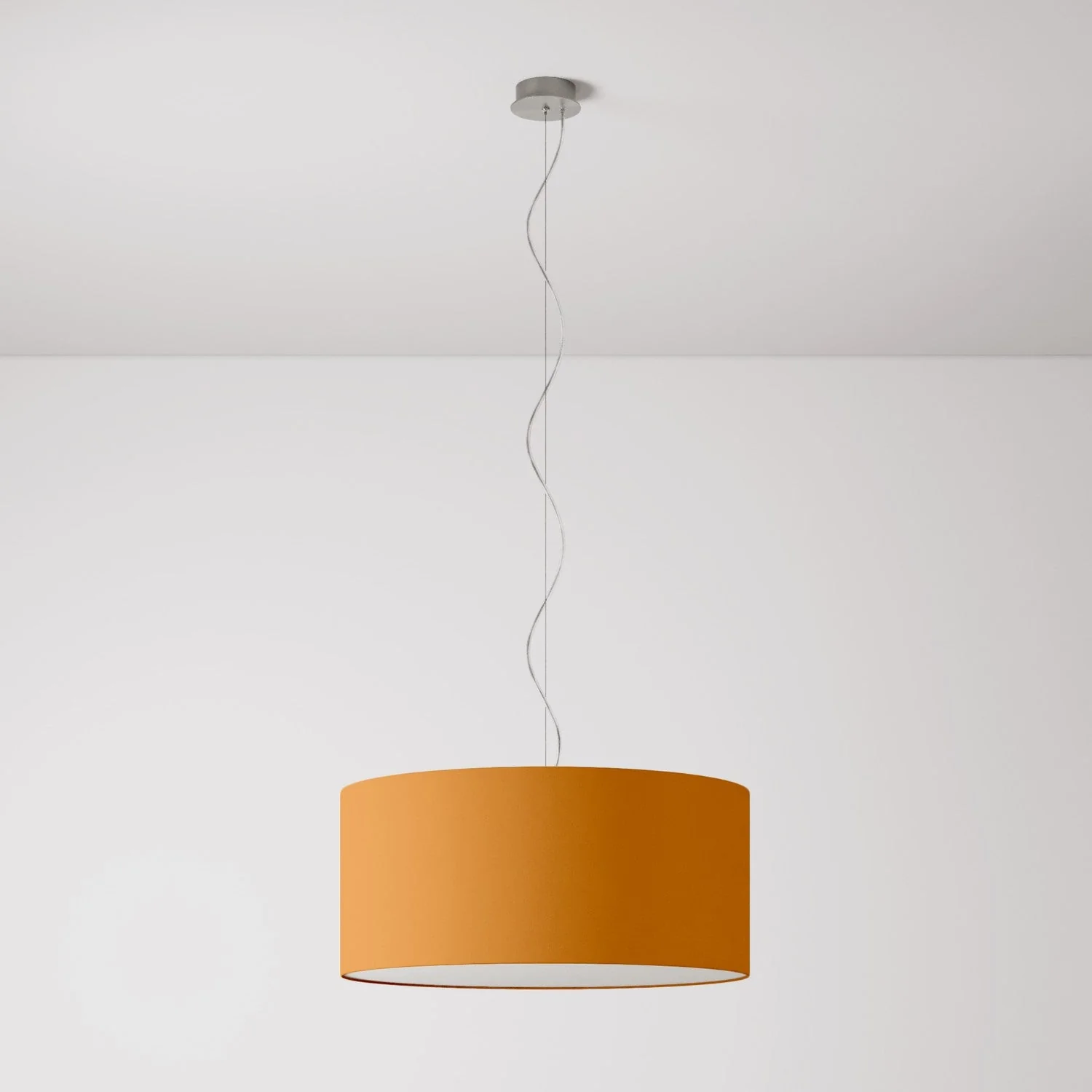 Pendant lamp with Cilindro fabric lampshade Large - Made in Italy - Mandarino Teletta - Image 7