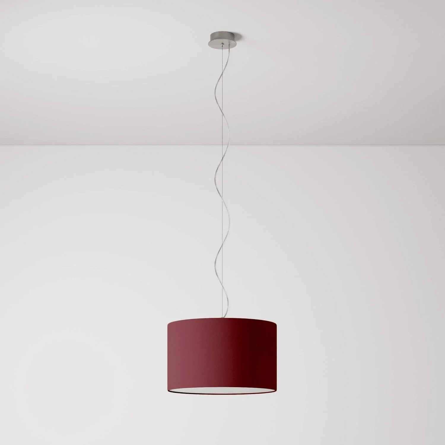 Suspension lamp with fabric lampshade Cylinder Small - Made in Italy - Arenal Bordeaux - Image 7