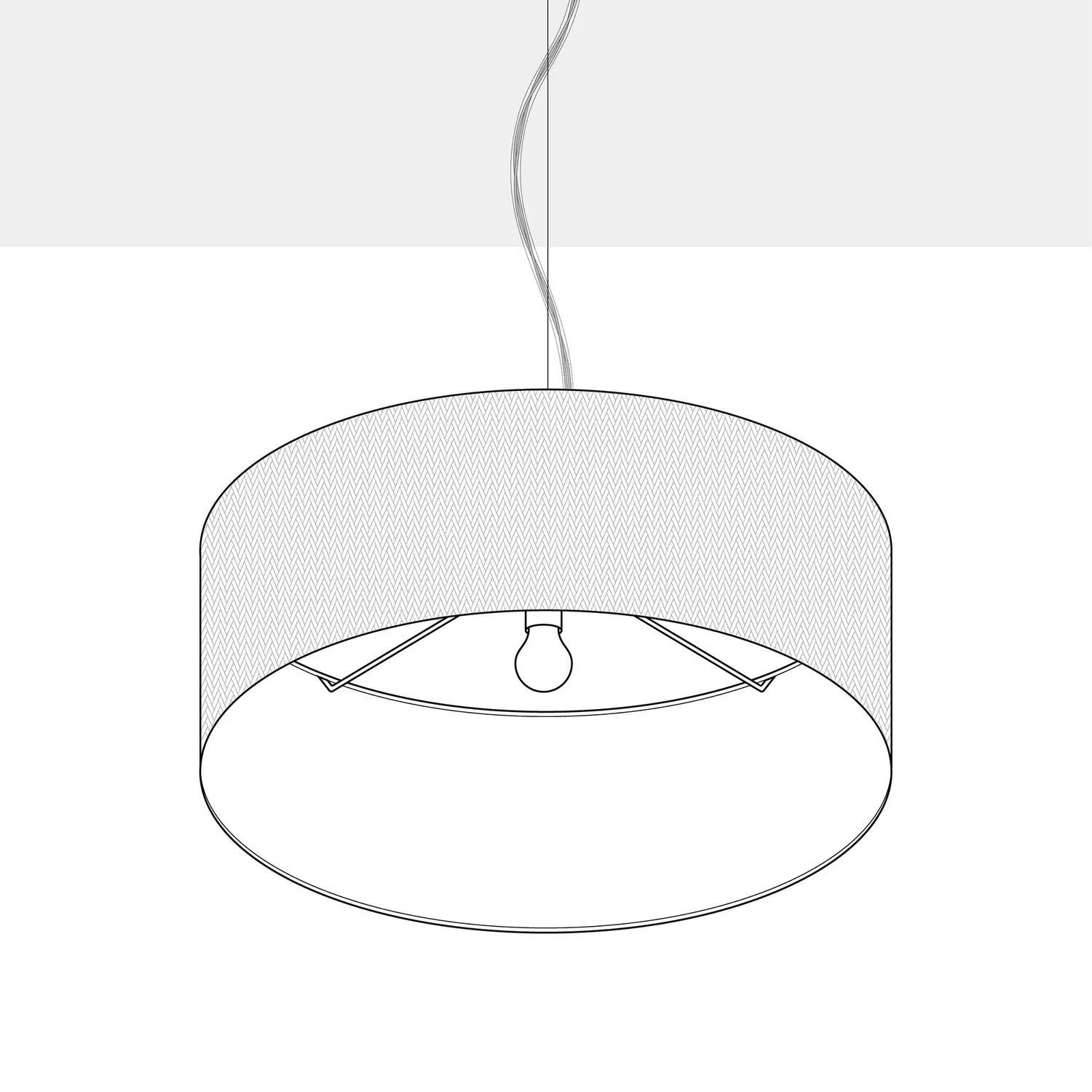 Pendant lamp with fabric lampshade Cylinder Large - Made in Italy - Teletta Anthracite - Image 4