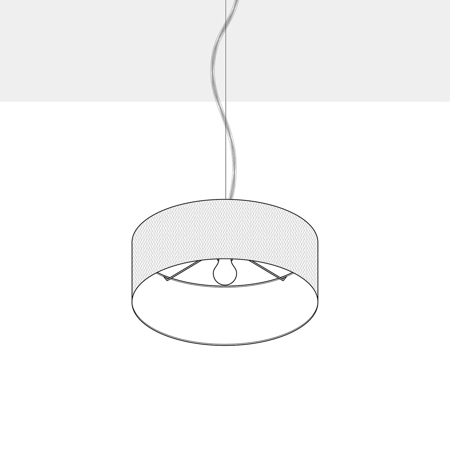 Pendant lamp with Small Cylinder Lampshade in fabric - Made in Italy - Natural Jute - Image 4