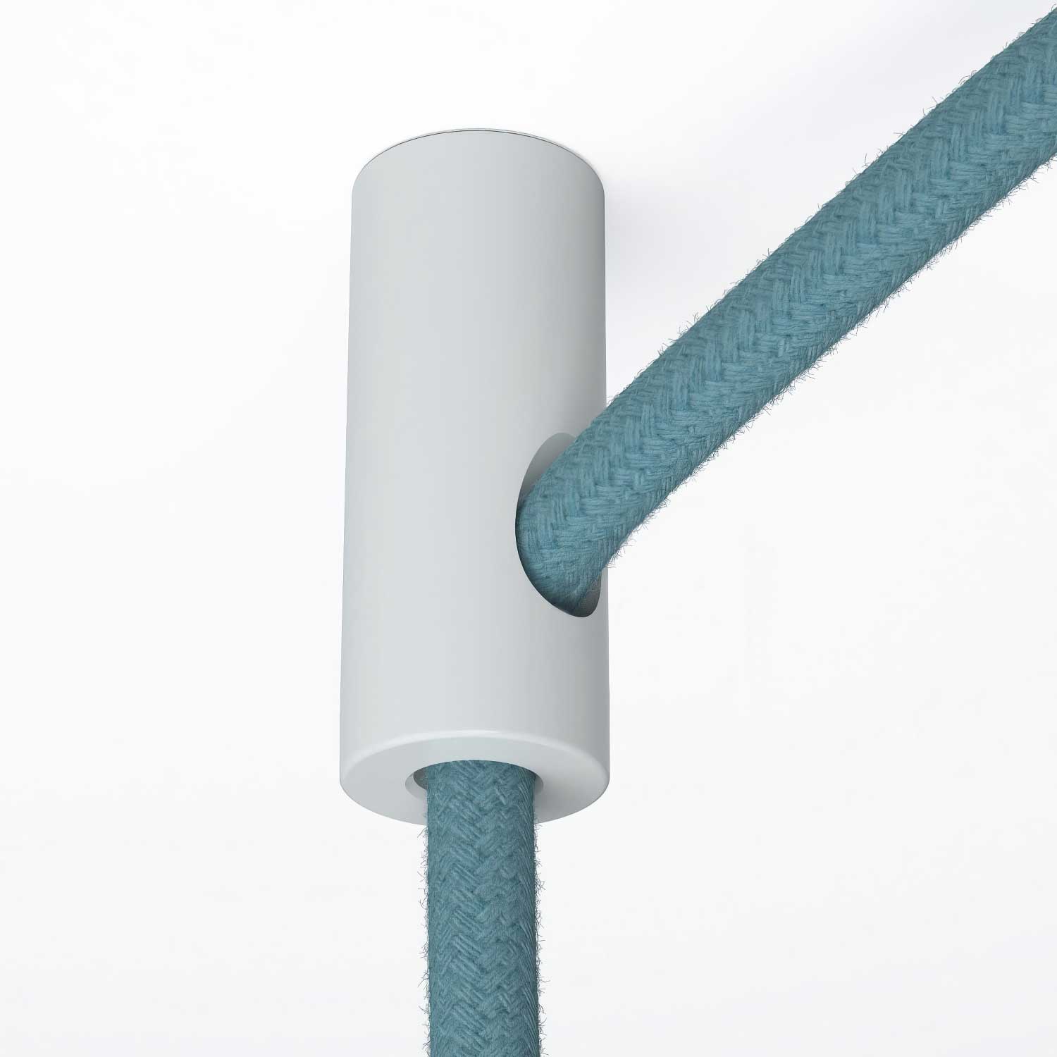 Cable decentraliser, ceiling hook for fabric electrical cable with stopper - White