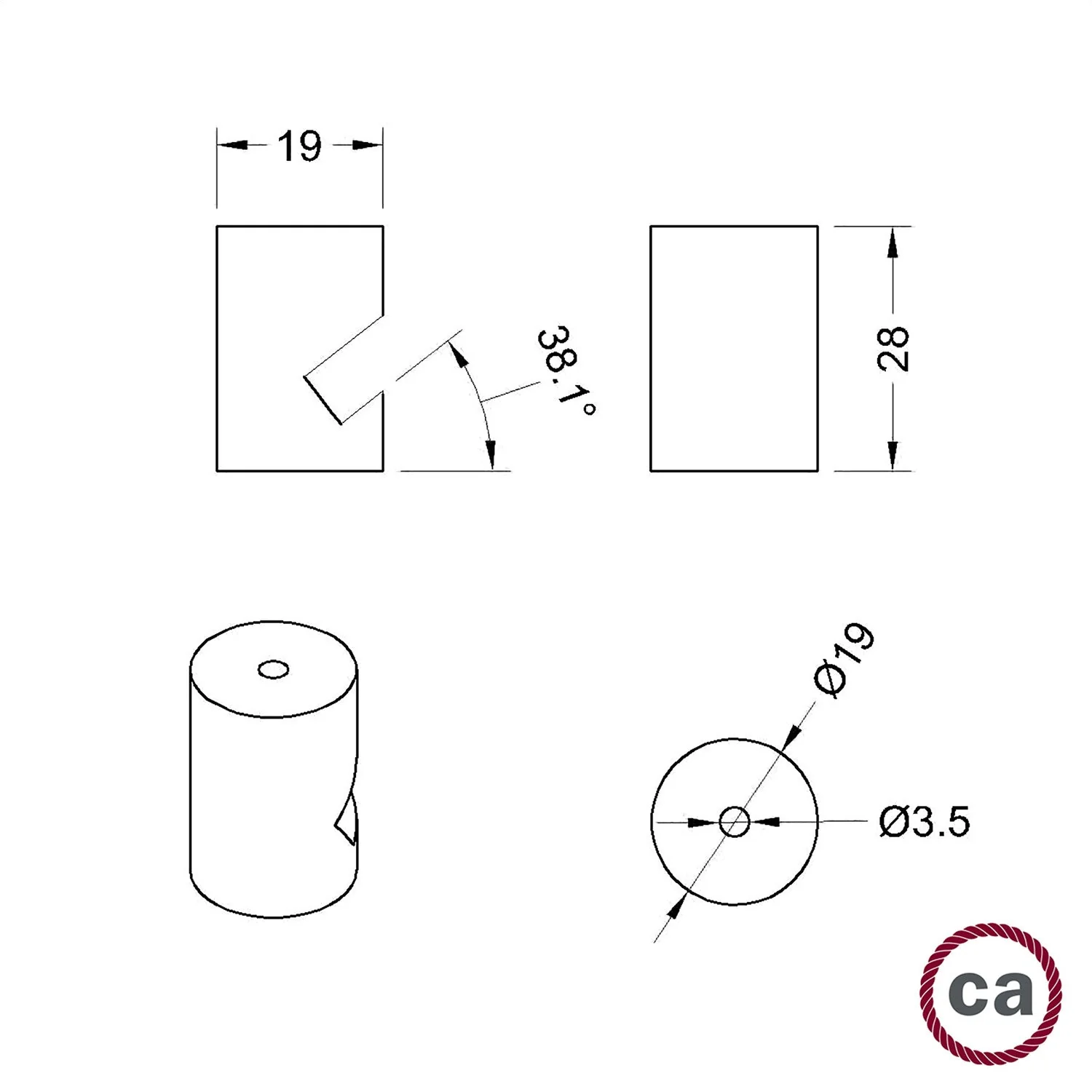 Cable decentraliser, “V” hook for ceiling or wall in wood for fabric electric cable – Neutral - Image 5