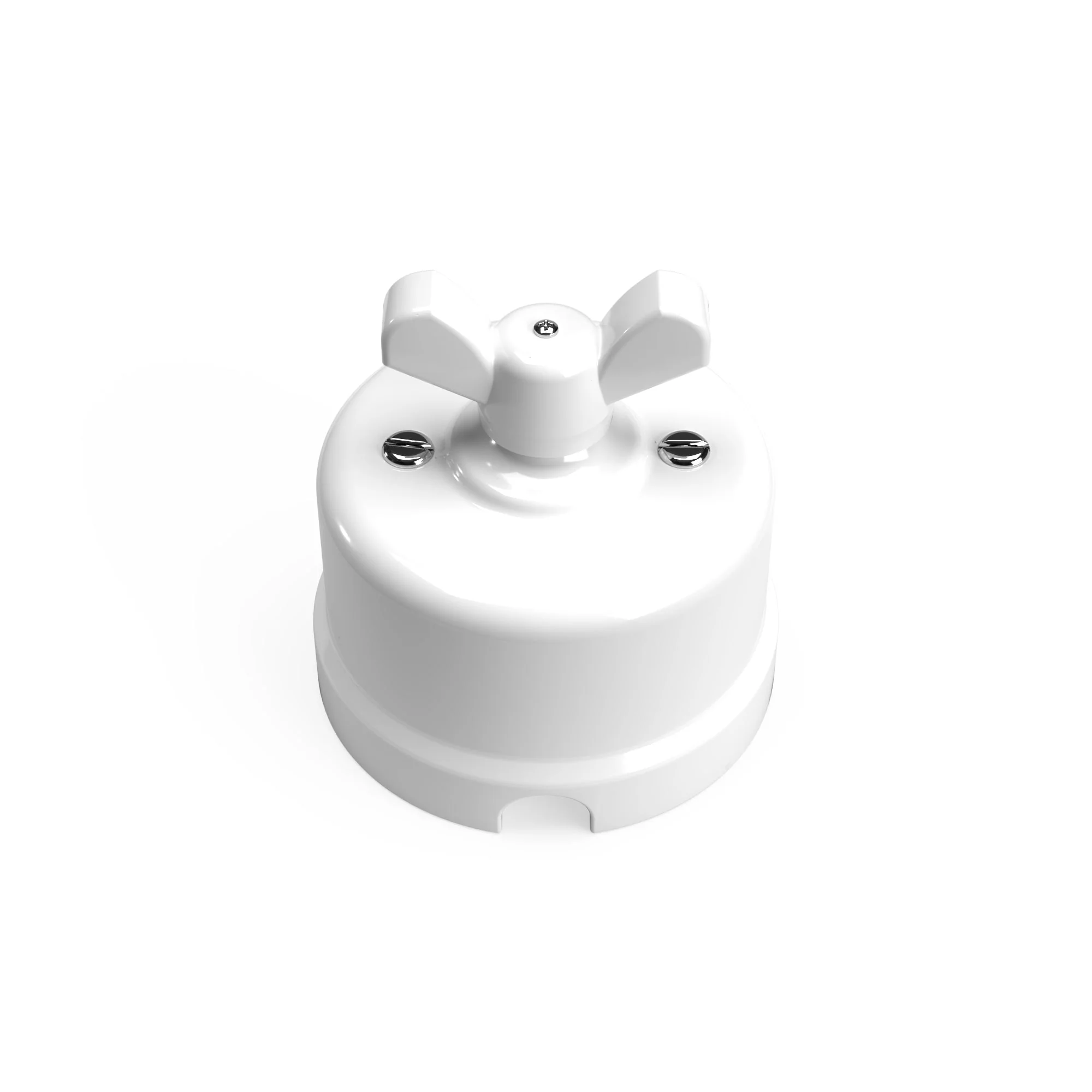 Switch/Two-way switch in white porcelain with butterfly nut