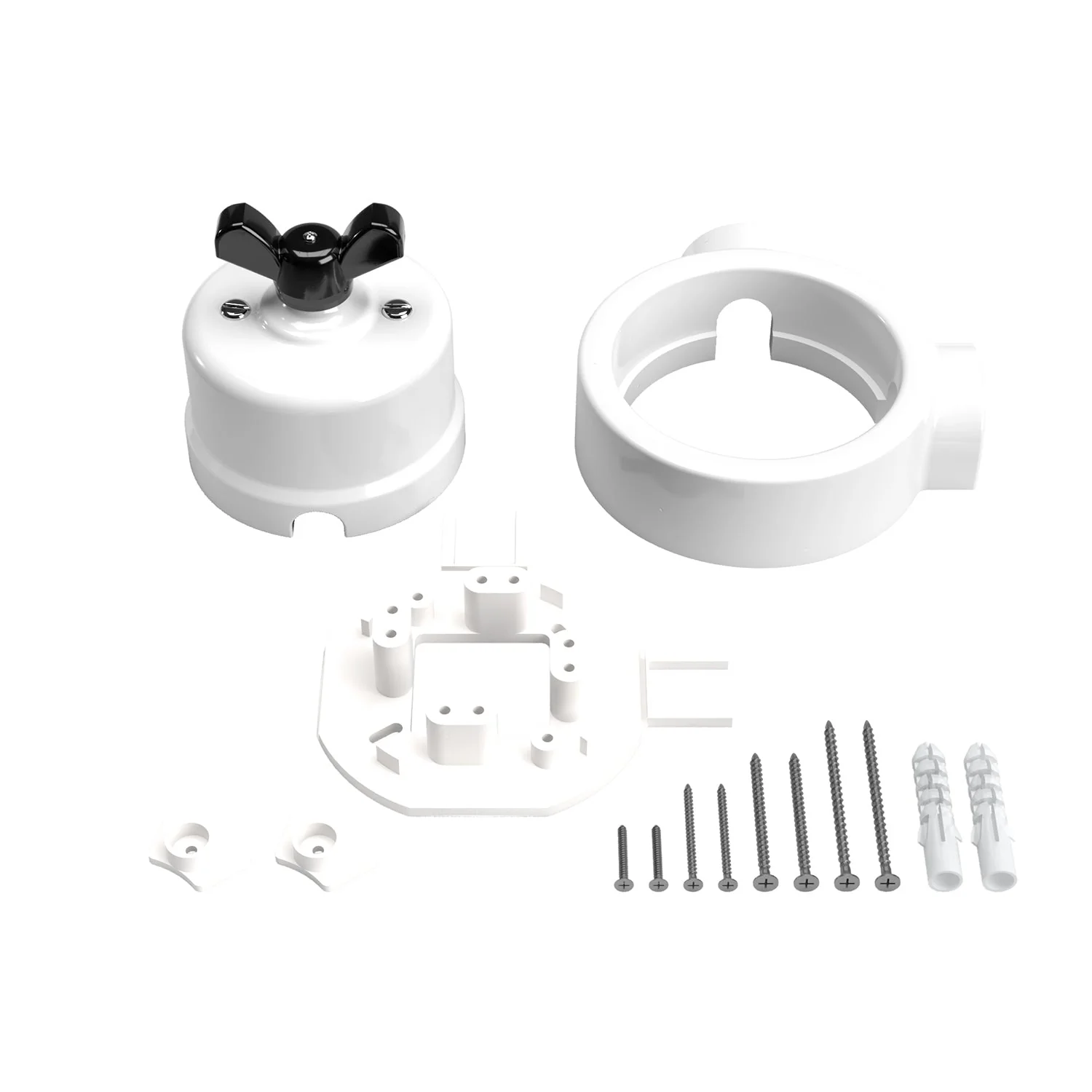 Switch/diverter kit with butterfly nut and base for Creative-Tubes in white porcelain - Image 36