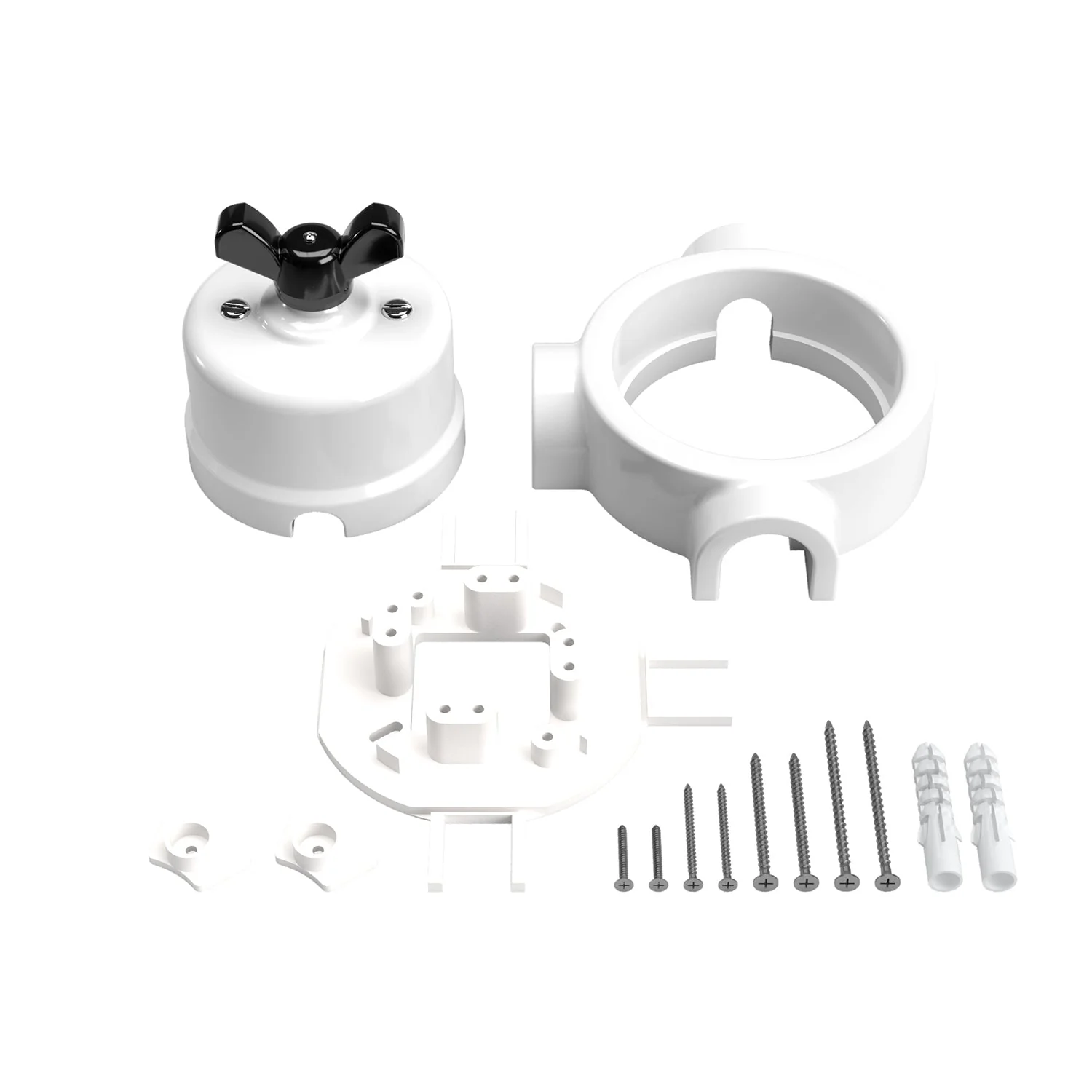 Switch/diverter kit with butterfly nut and base for Creative-Tubes in white porcelain - Image 46