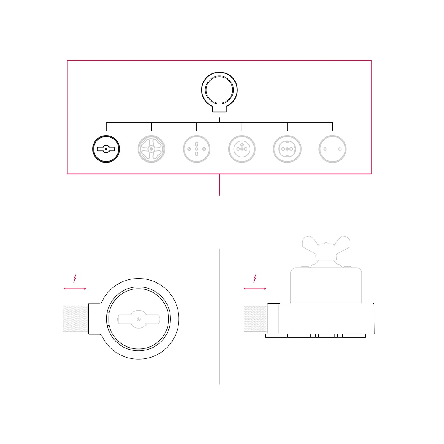 Switch/diverter kit with butterfly nut and base for Creative-Tubes in white porcelain - Image 7