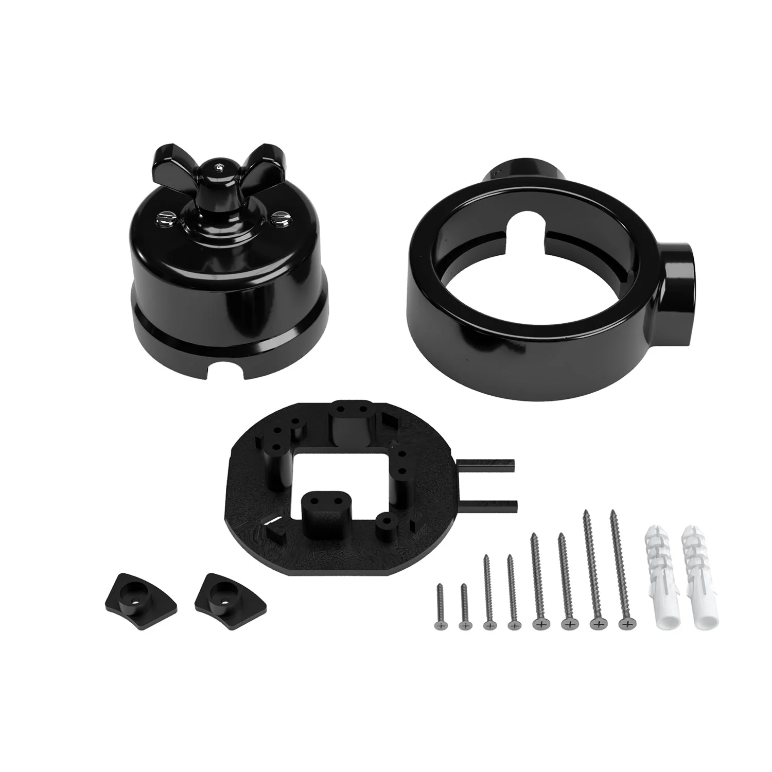 Switch/diverter kit with butterfly nut and base for Creative-Tubes in black porcelain - Image 36