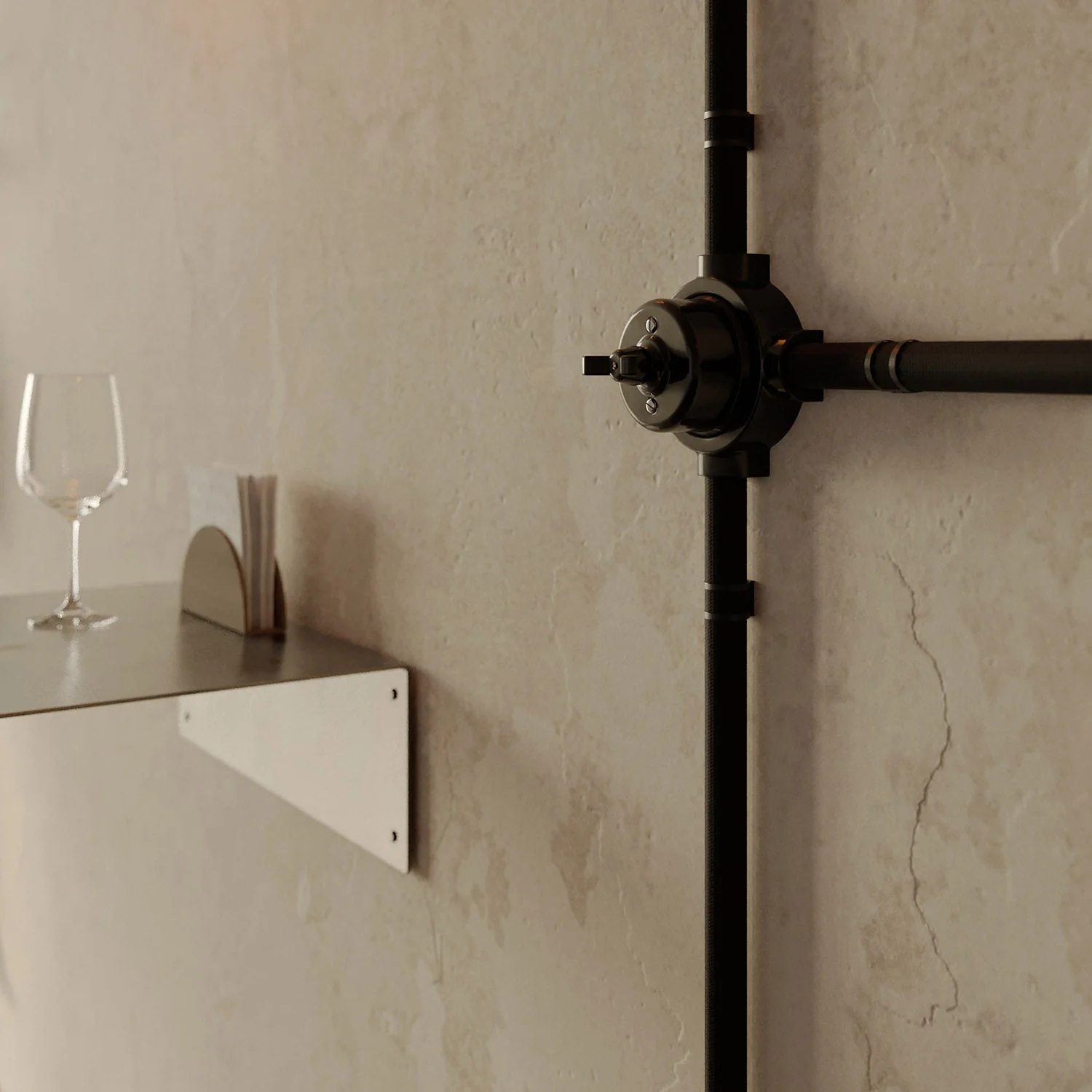Switch/diverter kit with butterfly nut and base for Creative-Tubes in black porcelain - Image 47