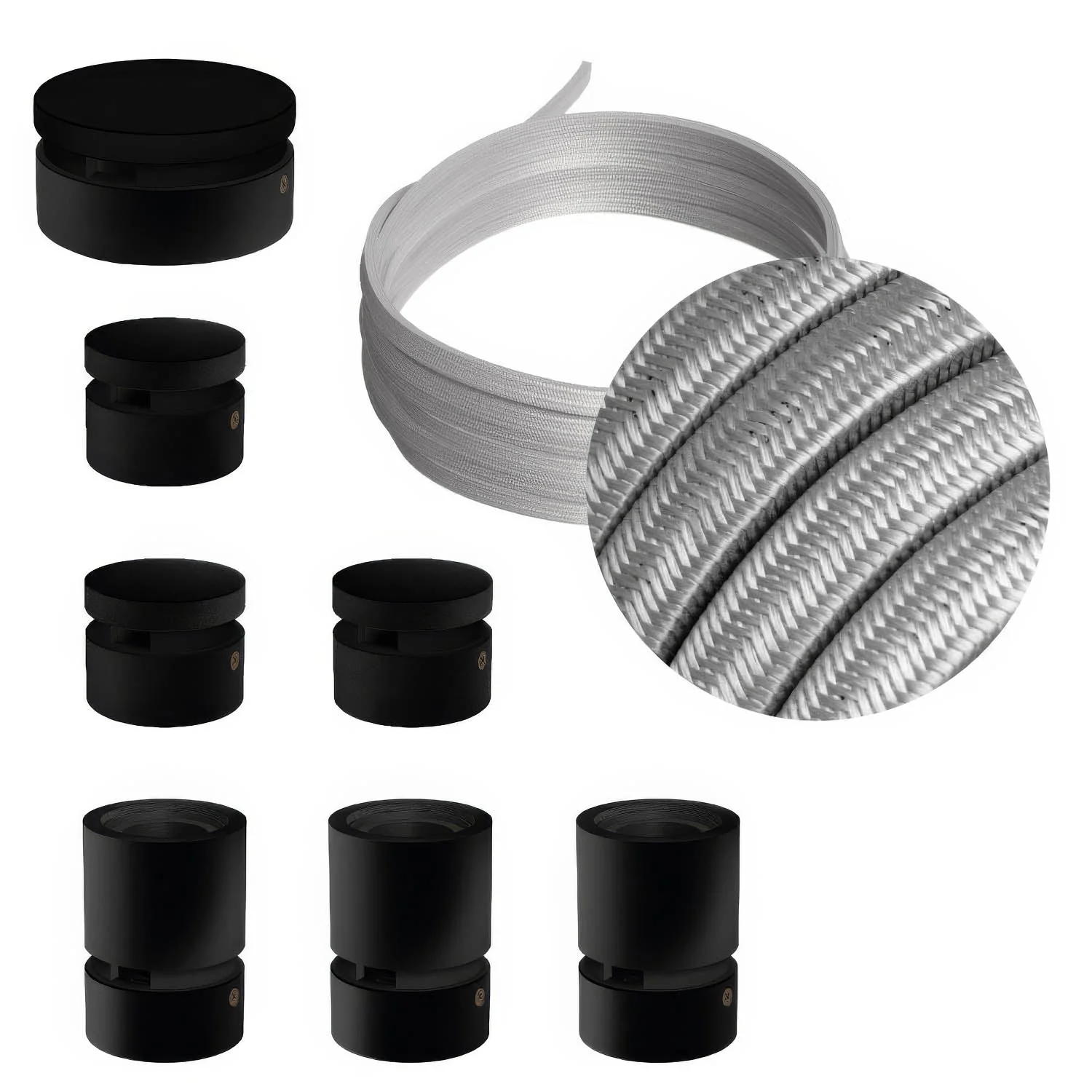 Filé Linear Kit System - with 5 m CM02 cable for string light and 7 black painted wooden components for indoor use