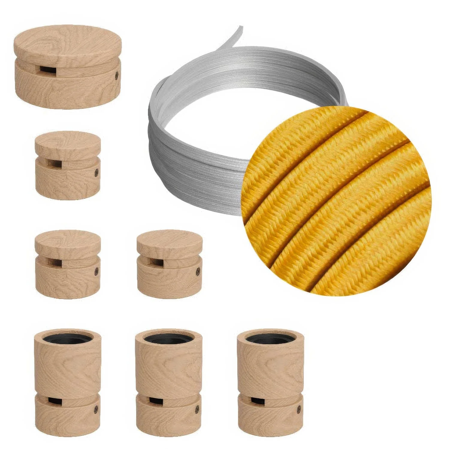 Filé System Linear Kit - with 5 m CM05 cable for string light and 7 wooden components for interiors