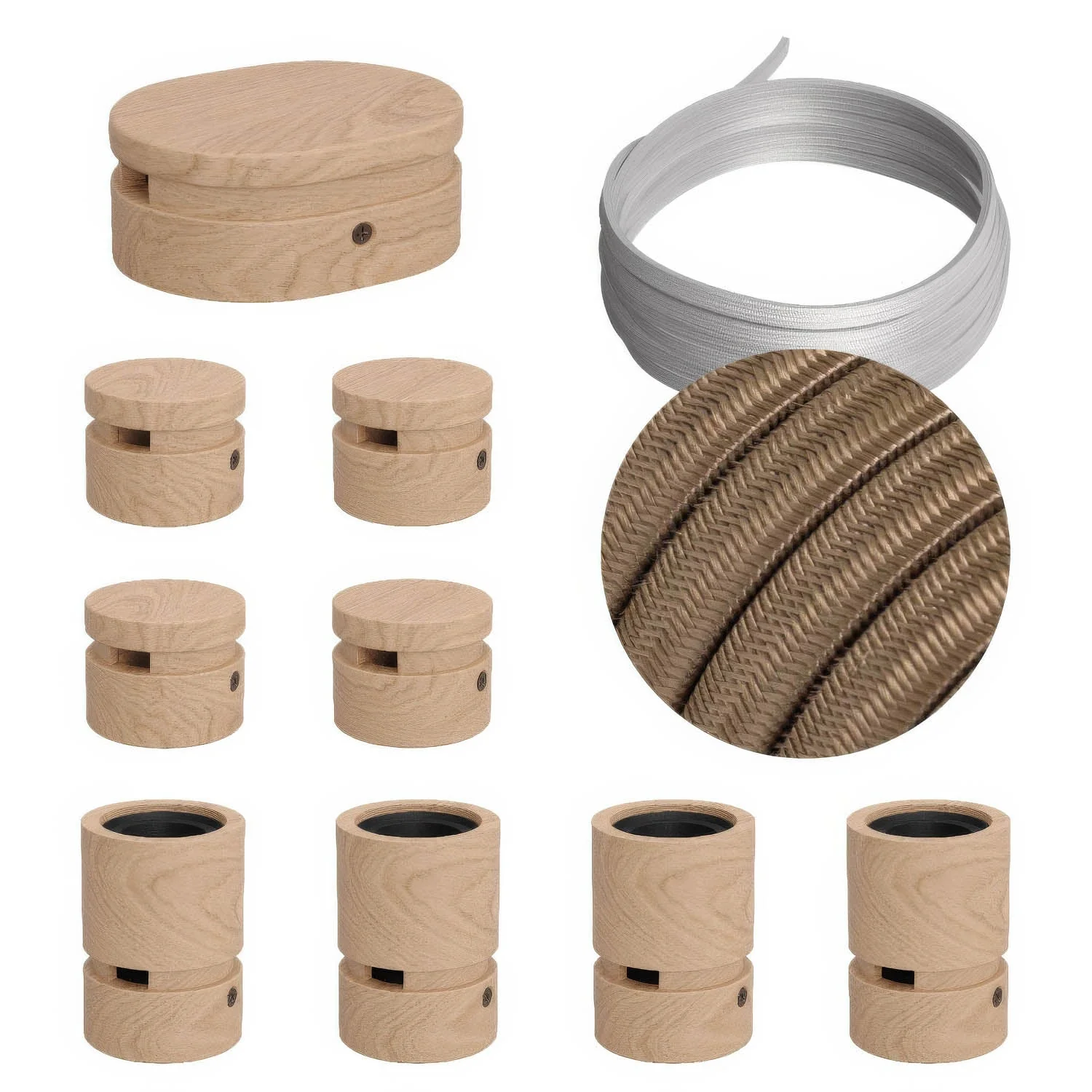 Filé Symmetric Kit System - with 5 m CM27 cable for string light and 9 wooden indoor components